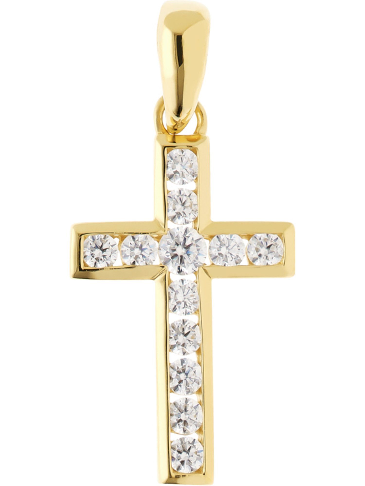 Kettenanhänger FAVS Damen-Anhänger 925er Silber 12 Zirkon Kreuz
