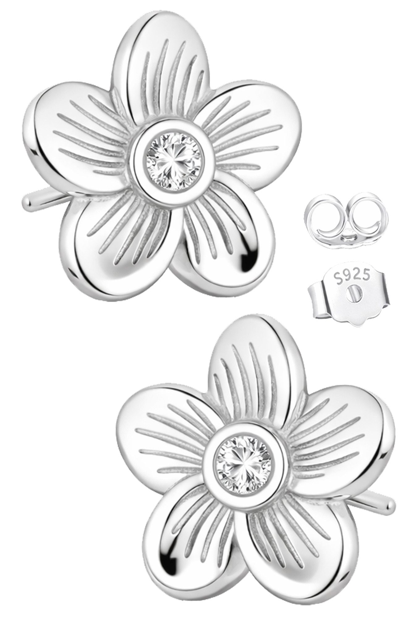 Paar Ohrstecker Damen Ohrringe Blume 925 Silber gold Geschenk Frau Schmuck