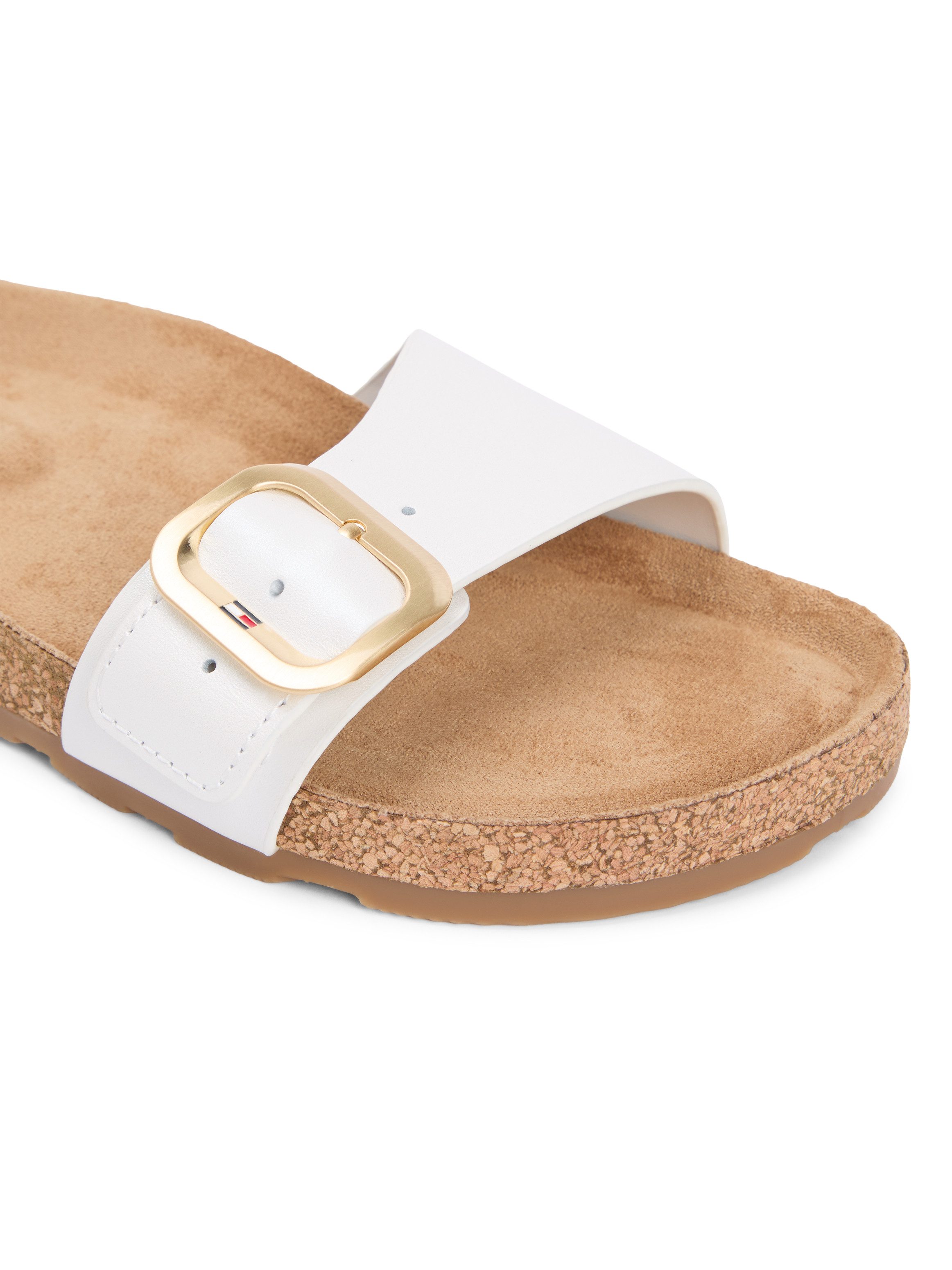 Tommy Hilfiger TH CLASSIC CORK SANDAL PEARL LTH Pantolette Strandschuh, Pool Slides, Flat mit Logoemblem