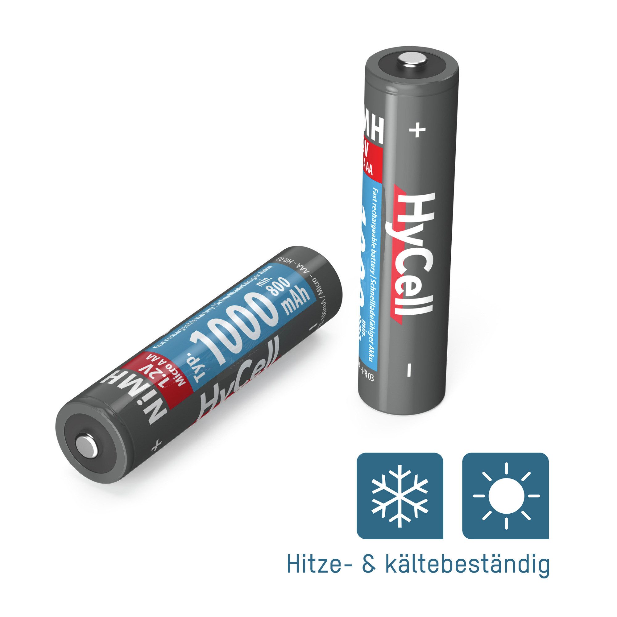 HyCell Piles rechargeables NiMH Micro AAA 1000 mAh 1,2V (lot de 4) Akku