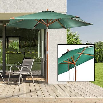 habeig Sonnenschirm Sonnenschirm 300 cm aus Holz mit UV 50+ Marktschirm Schirm