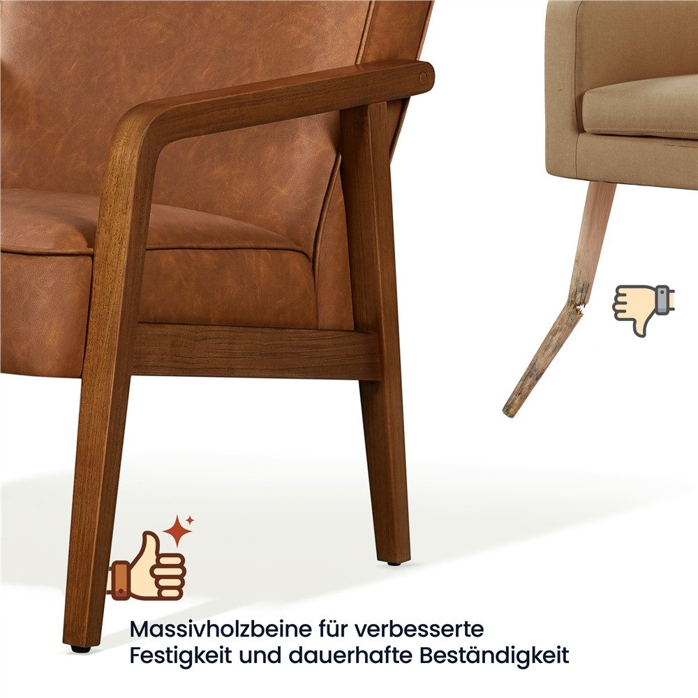 Yaheetech Loungesessel Polsterstuhl Fernsehsessel, TV-Sessel Lesesessel Einzelsofa – Bild 5 von 5