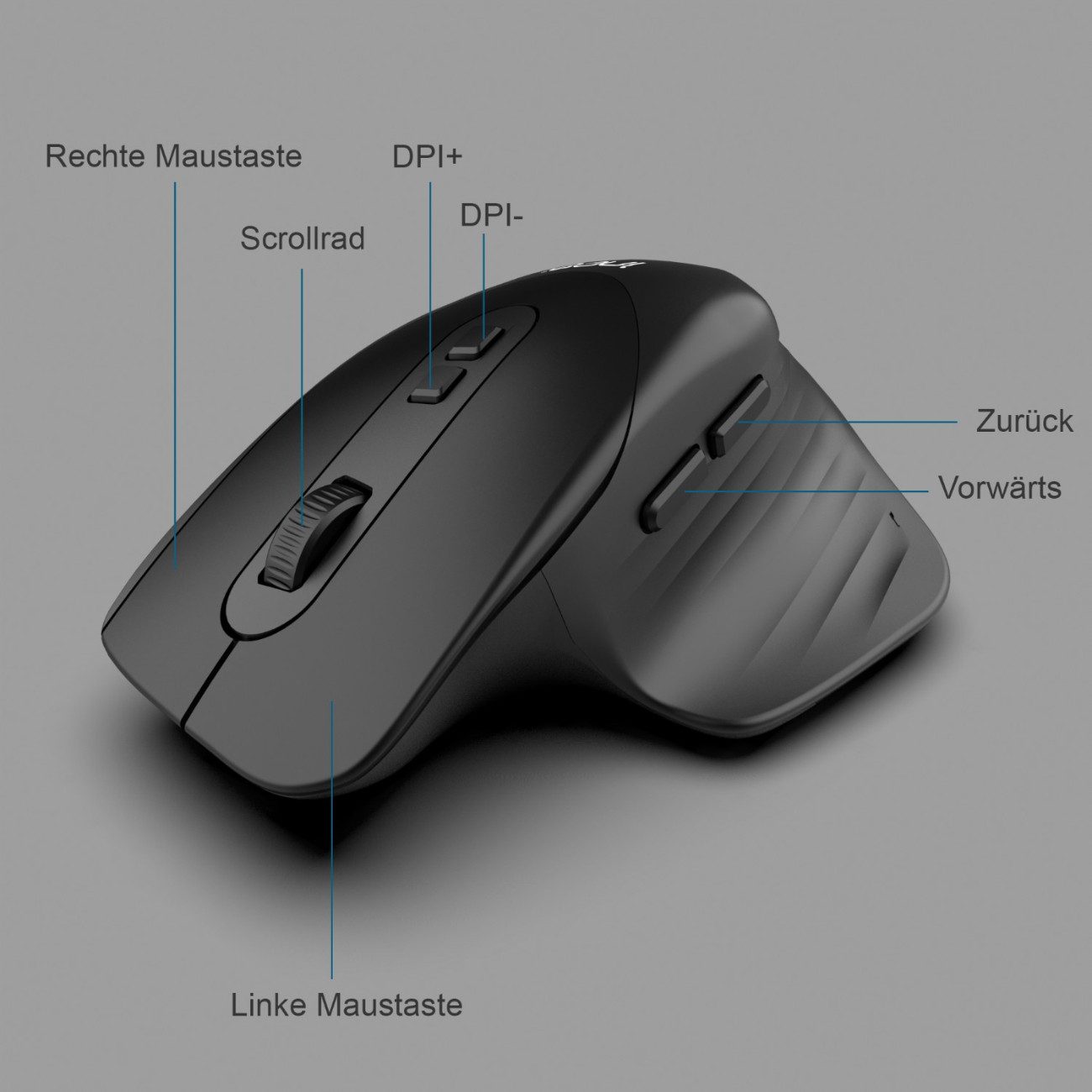 INCA IWM-553S ergonomische Maus (Kabellos (Bluetooth 5.0), Kabellos (2.4 GHz Wireless), Kabellose Maus mit Dual-Bluetooth & 2.4G)