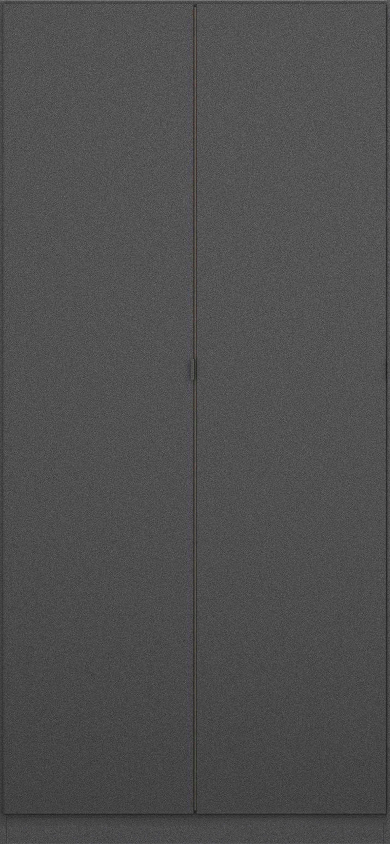 rauch Drehtürenschrank Kleiderschrank Schrank Garderobe Wäscheschrank Ankleide ONTARIO (Breite 91 cm) in schlichtem Stil mit Metallgriff in Graumetallic MADE IN GERMANY