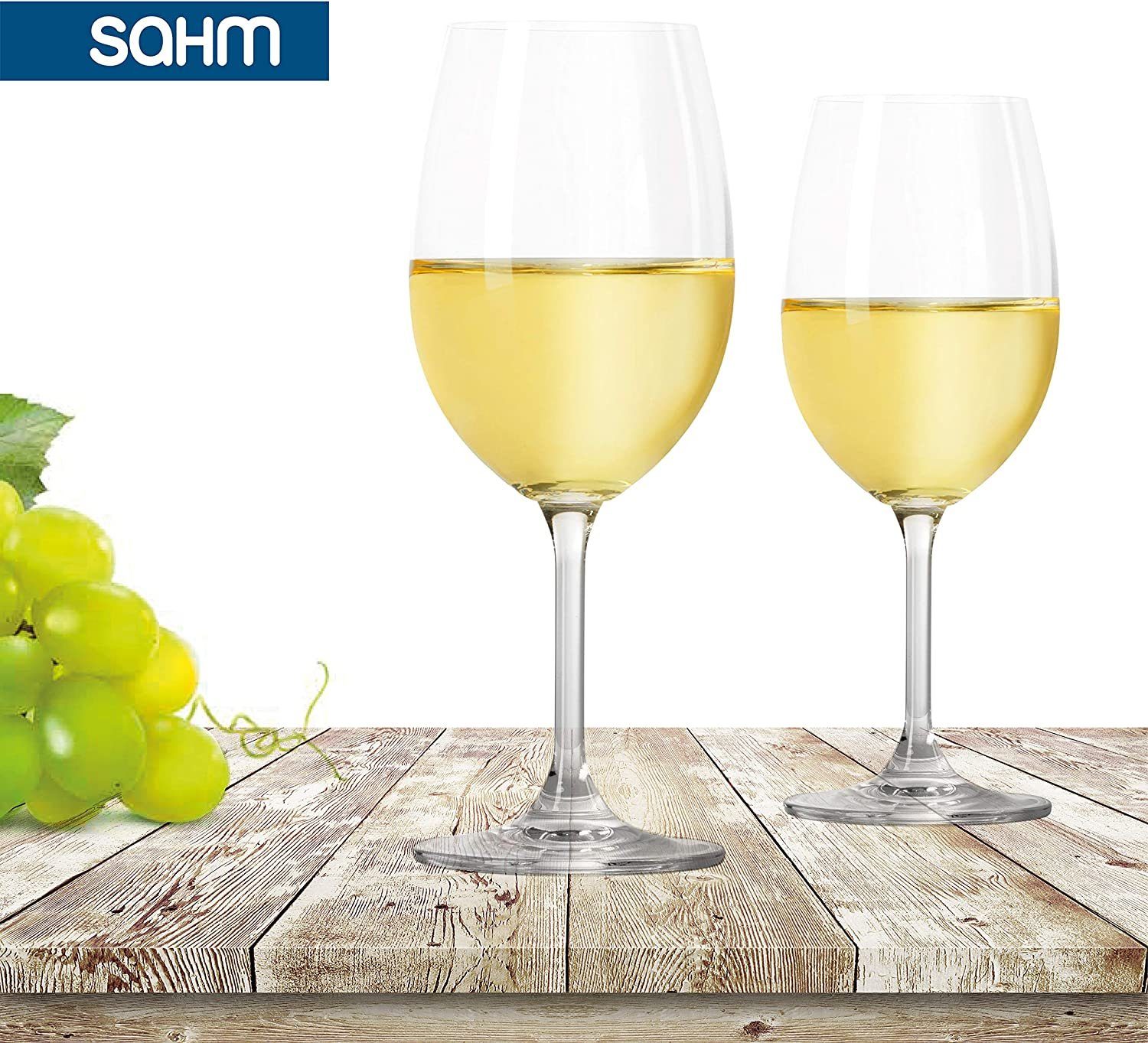 SAHM Weißweinglas Weingläser Weisswein Set 6 Stk - Weissweingläser, Edles Glas, 100% recyclebar