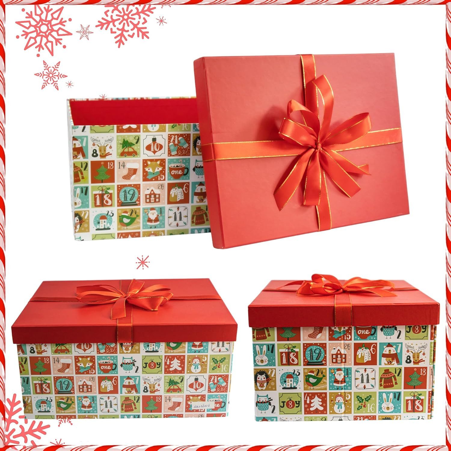 hausleben Geschenkbox 2er Faltbare Geschenkbox Weihnachten mit Deckel - 37x28x18 cm (Set, 2 St., 2er-Set), Stabiler Karton mit Deckel für große Geschenke
