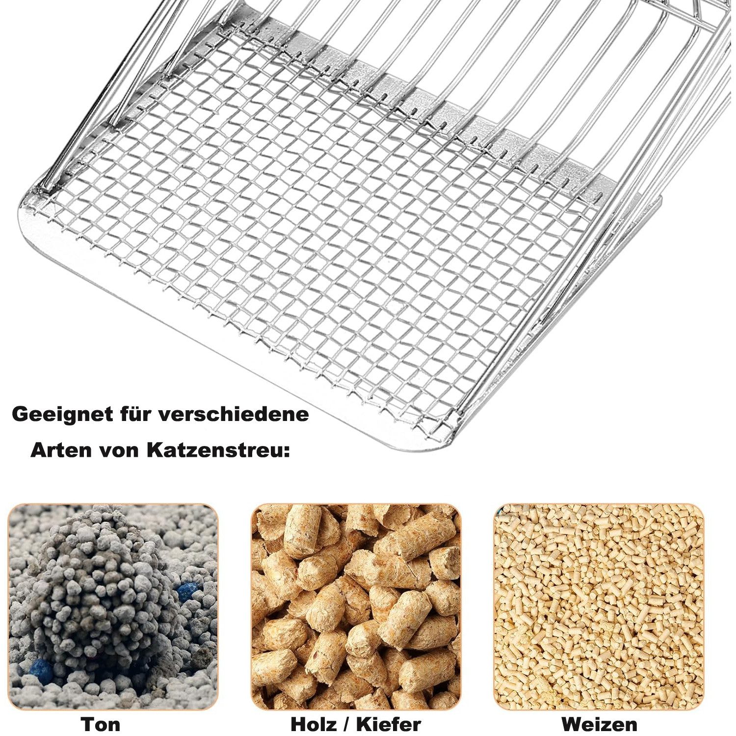 Coonoor Schaufel Metall-Katzenstreuschaufel mit Holzgriff, Robuste Katzenklo-Schaufel für effektives Reinigen