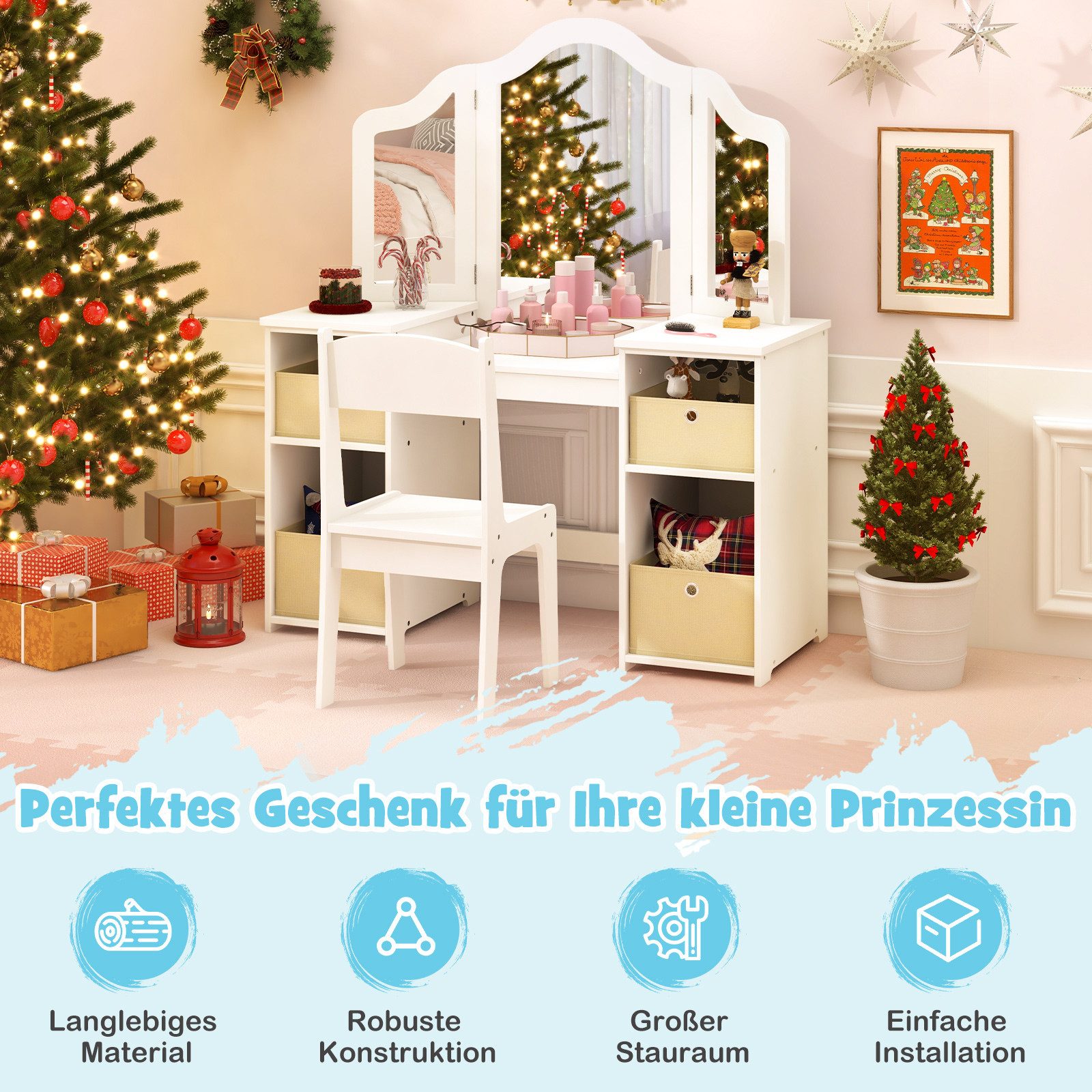 COSTWAY Schminktisch Kinder Frisiertisch (2-St), Frisiertisch günstig online kaufen