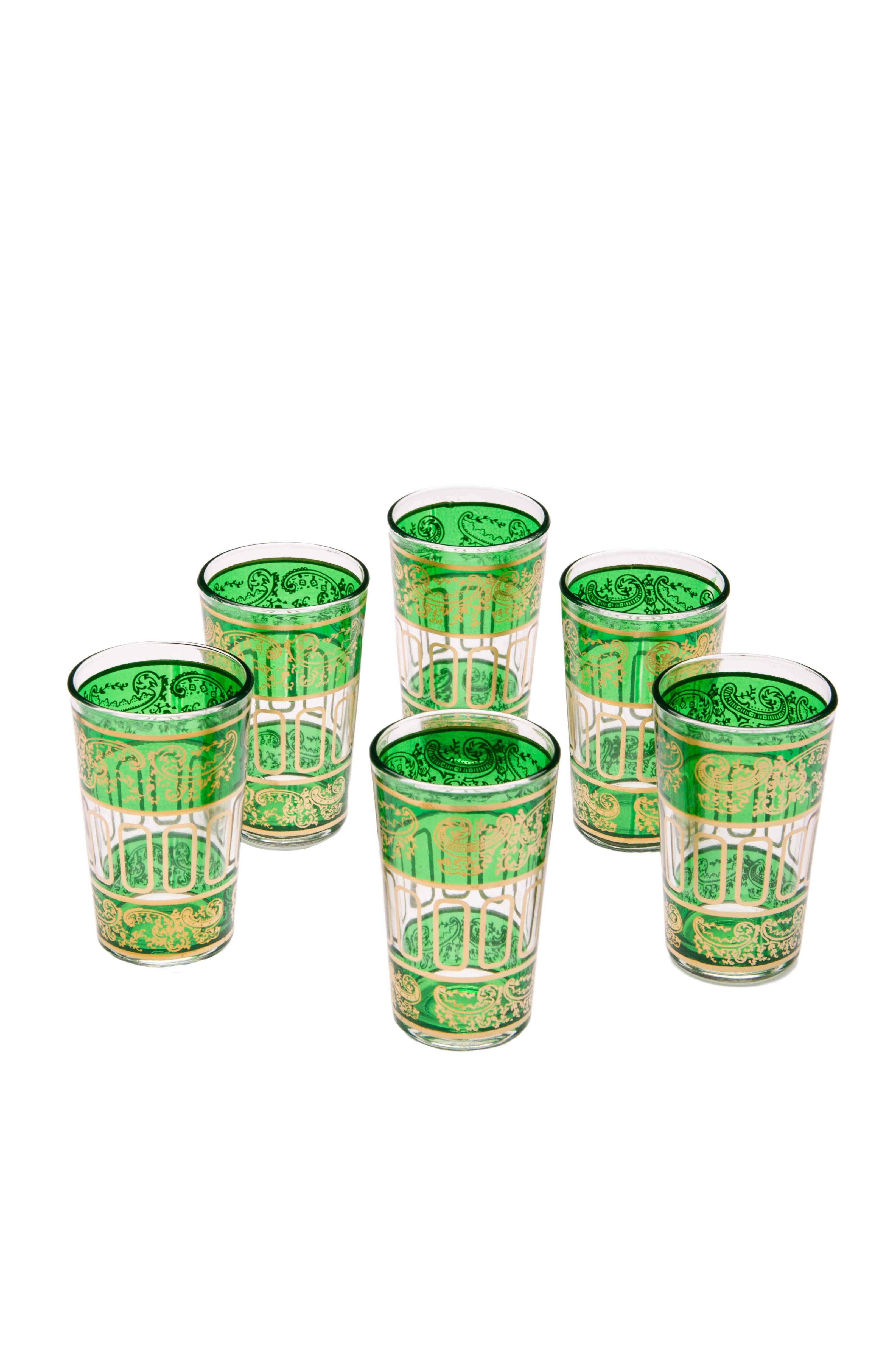 Marrakesch Orient & Mediterran Interior Teeglas 6x Orient Teeglas Lamia Grün - 6er SET, 6-tlg., Glas, Handarbeit