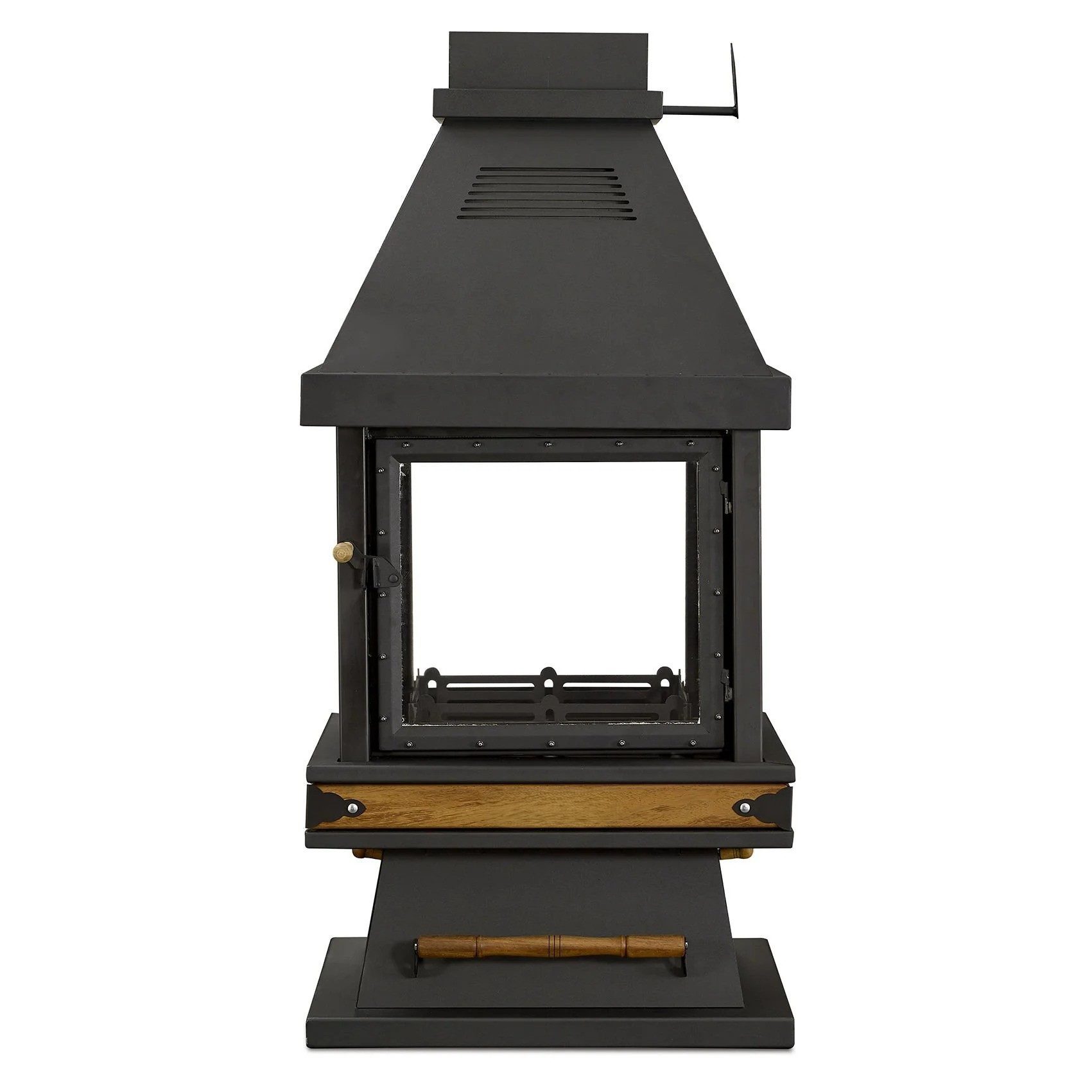 JVmoebel Grillkamin Schwarzer Edelstahl-Holz Kamin modern stilvoll, Freistehender Kamin, Made in Europe