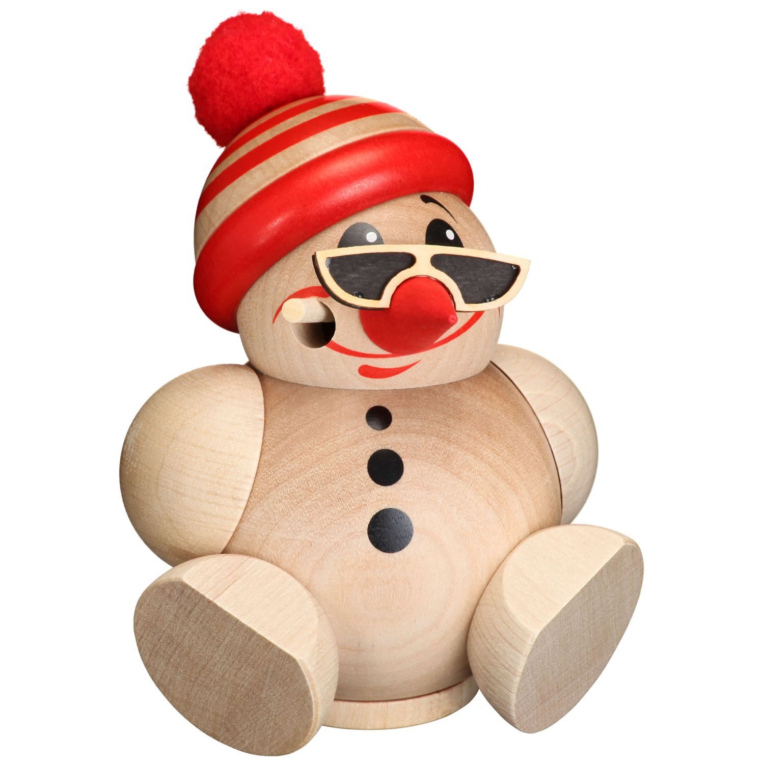 Seiffener Volkskunst Räuchermännchen Kugelräucherfigur Cool-Man mit Mütze, aus dem Erzgebirge
