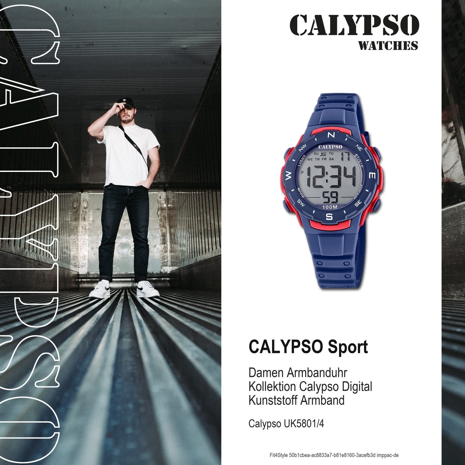 CALYPSO WATCHES Digitaluhr Calypso Damen, Herrenuhr Sport-Style Unisex Uhr Digital Kunststoffband, 35mm) K5801/4, rund, mittel (ca