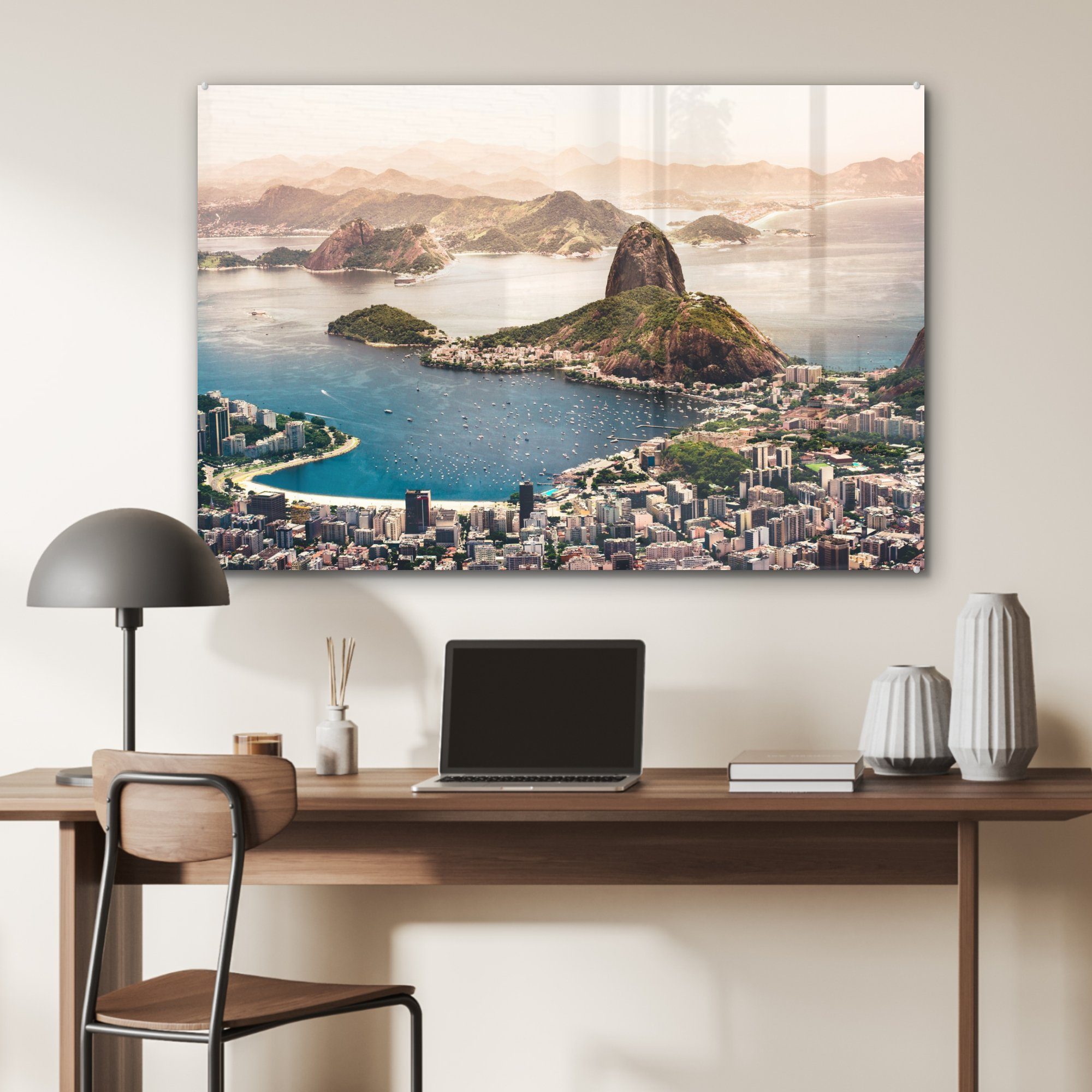 MuchoWow Acrylglasbild St), Stadt, - - Wohnzimmer & Schlafzimmer (1 Acrylglasbilder Brasilien Wasser