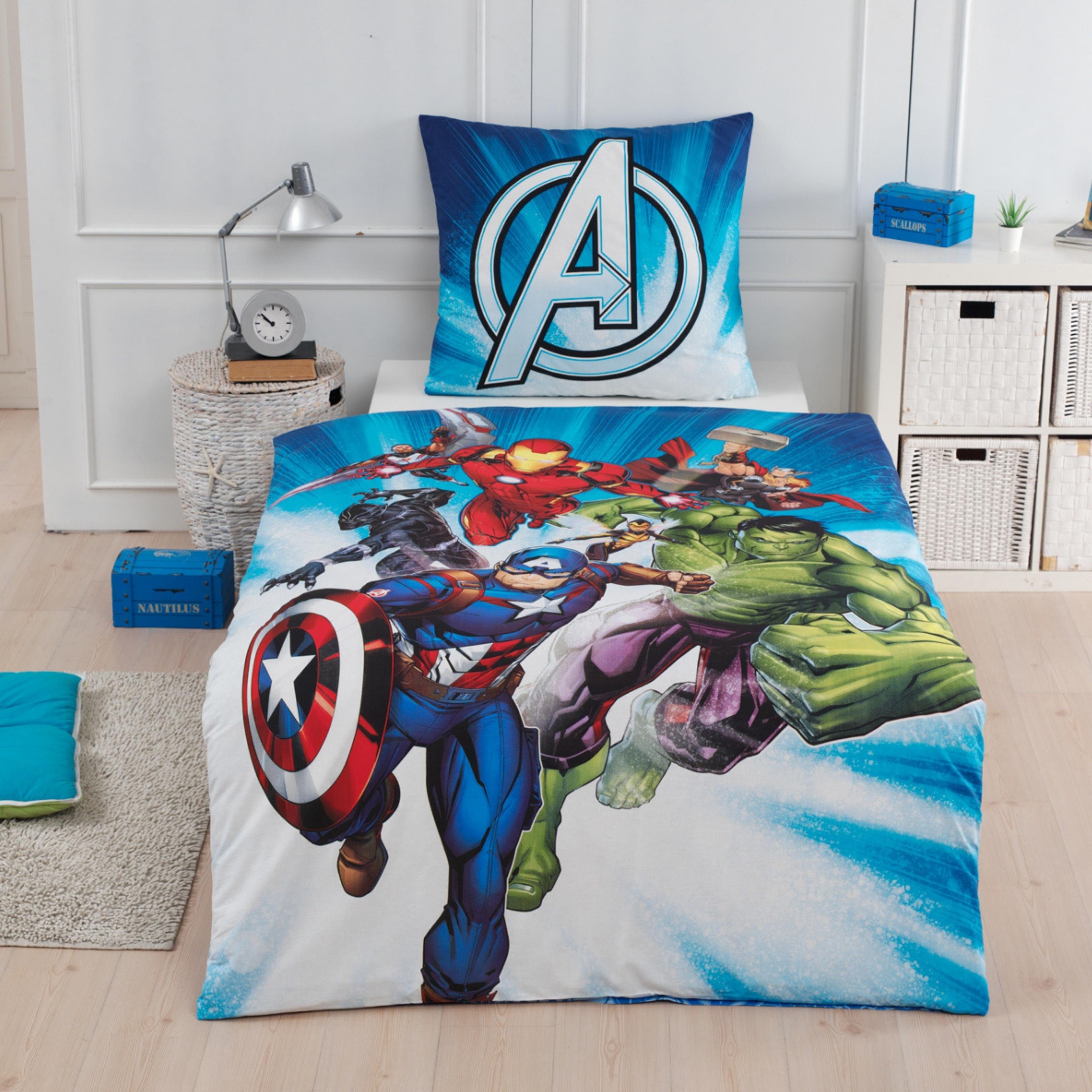 MTOnlinehandel Bettwäsche Avengers Marvel 135x200 + 80x80 cm, 100 % Baumwol günstig online kaufen