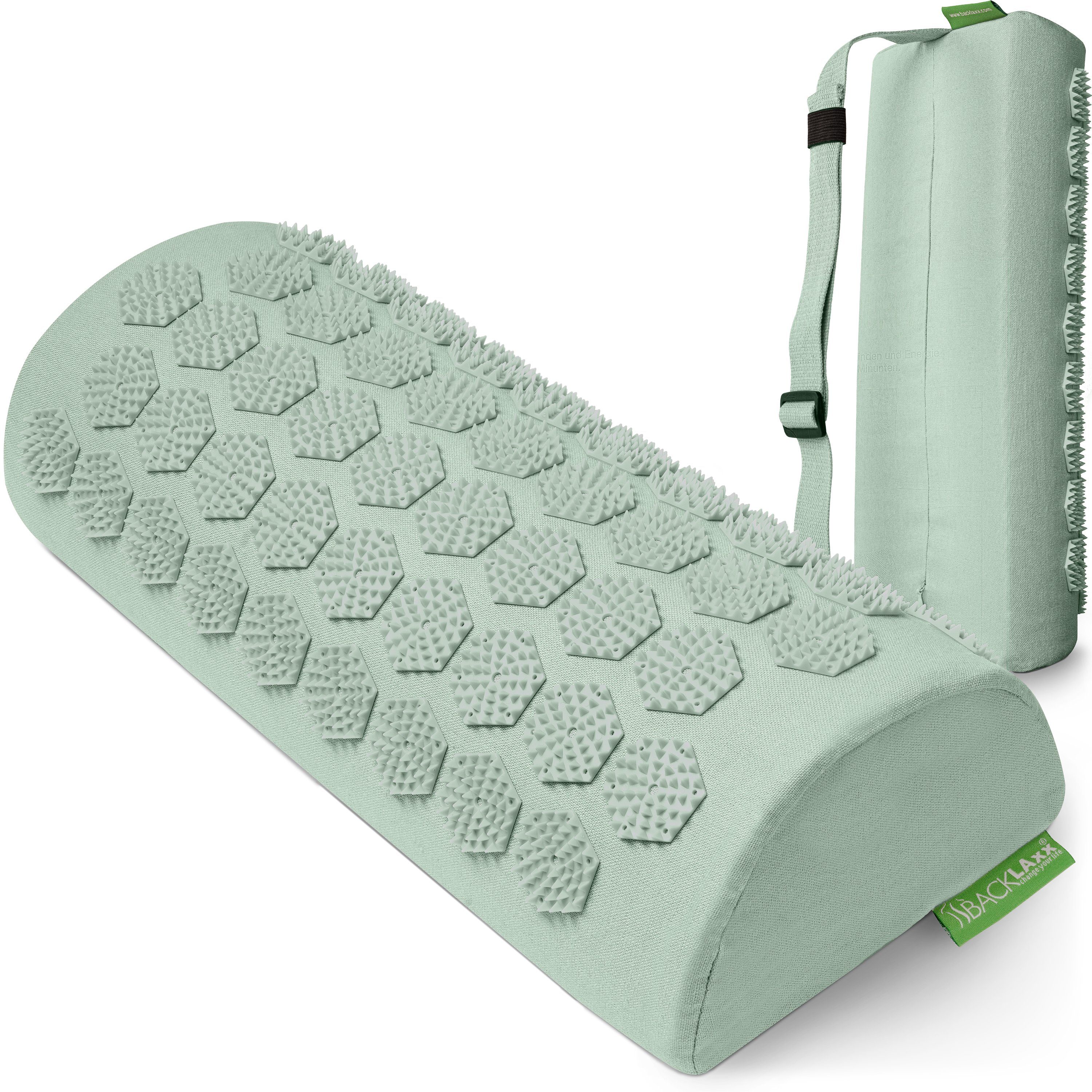 BACKLAxx® Nackenrolle Akupressur Nackenkissen, Akupressur Nackenrolle Set, mit 2592 Spitzen inkl. Videoguide, mit Befestigungsband für Büro Reise