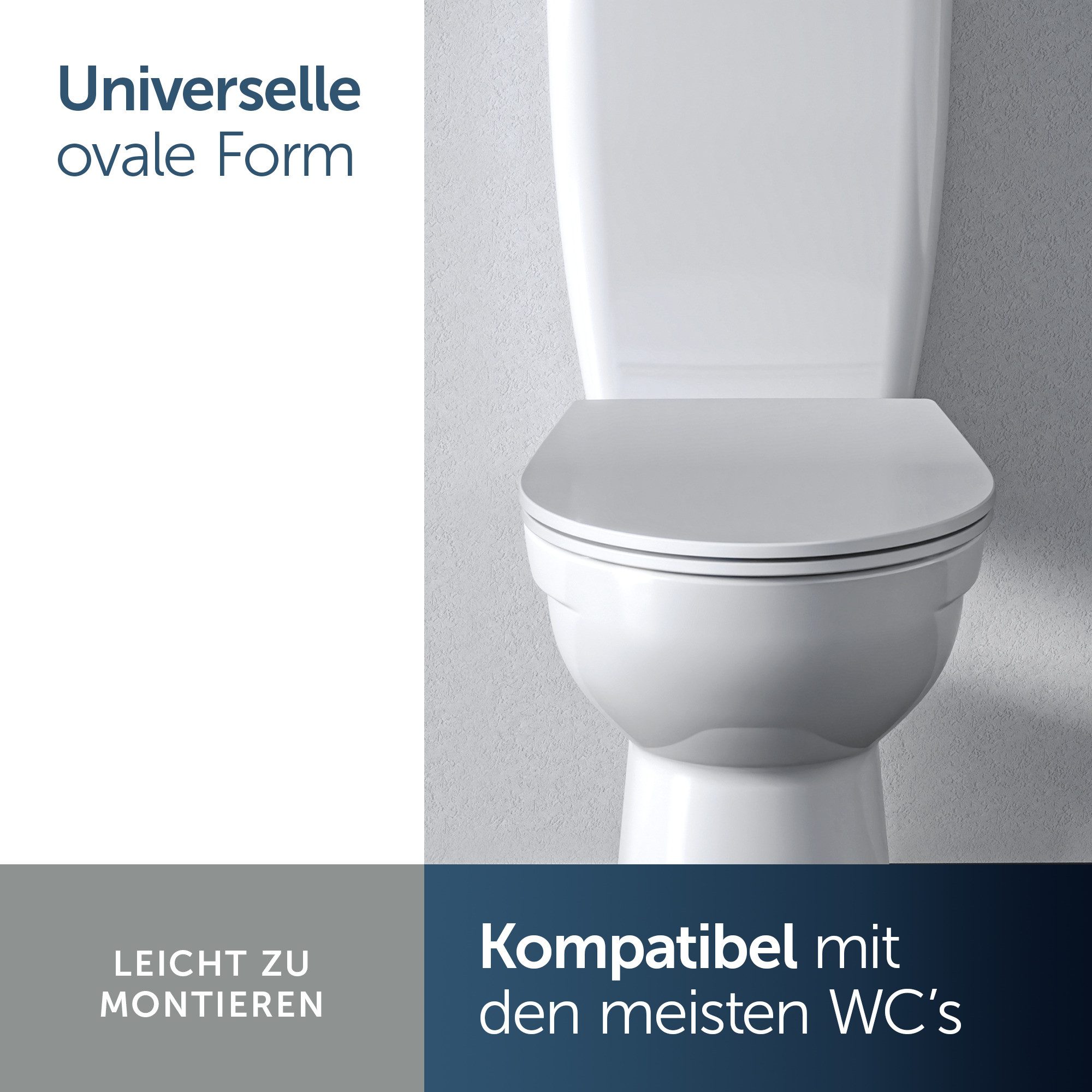 Thumbnail - Ideal Standard WC-Sitz Universal ovaler WC-Sitz, WC-Sitz abgerundet mit langsamer Schließung, Antibakteriell