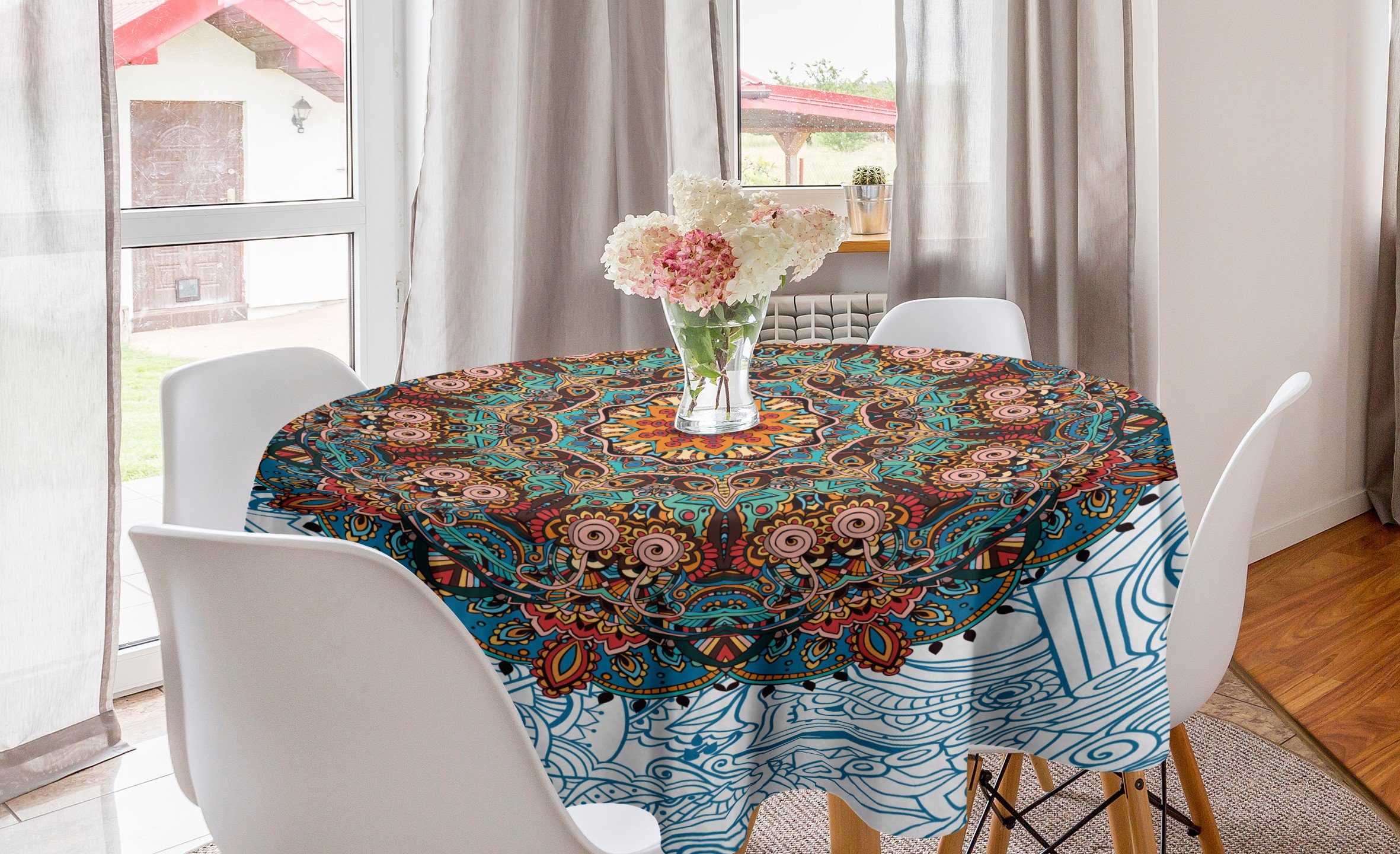 Mandala Küche Dekoration, Esszimmer für Abdeckung Abakuhaus Tischdecke Oriental Tischdecke Ornament Kreis