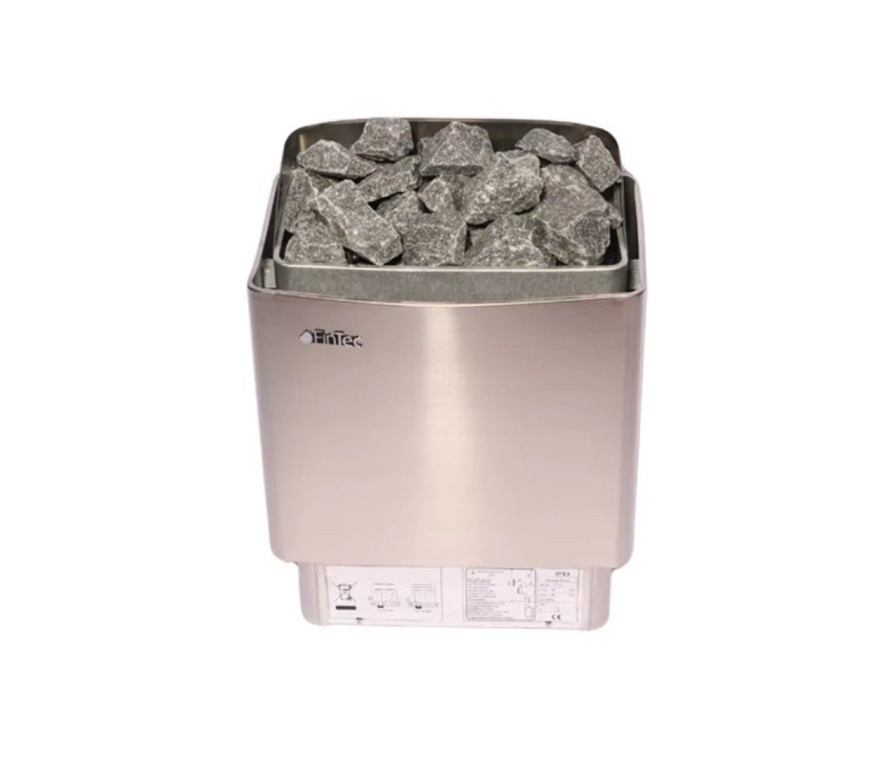FinTec Saunaofen FinTec Irmina Edelstahl Elektro-Saunaofen 3,0 kW, 3 kW, Integrierte Steuerung, Elektrisches Heizen; Gleichmäßige Wärmeverteilung; Aufgussbetrieb