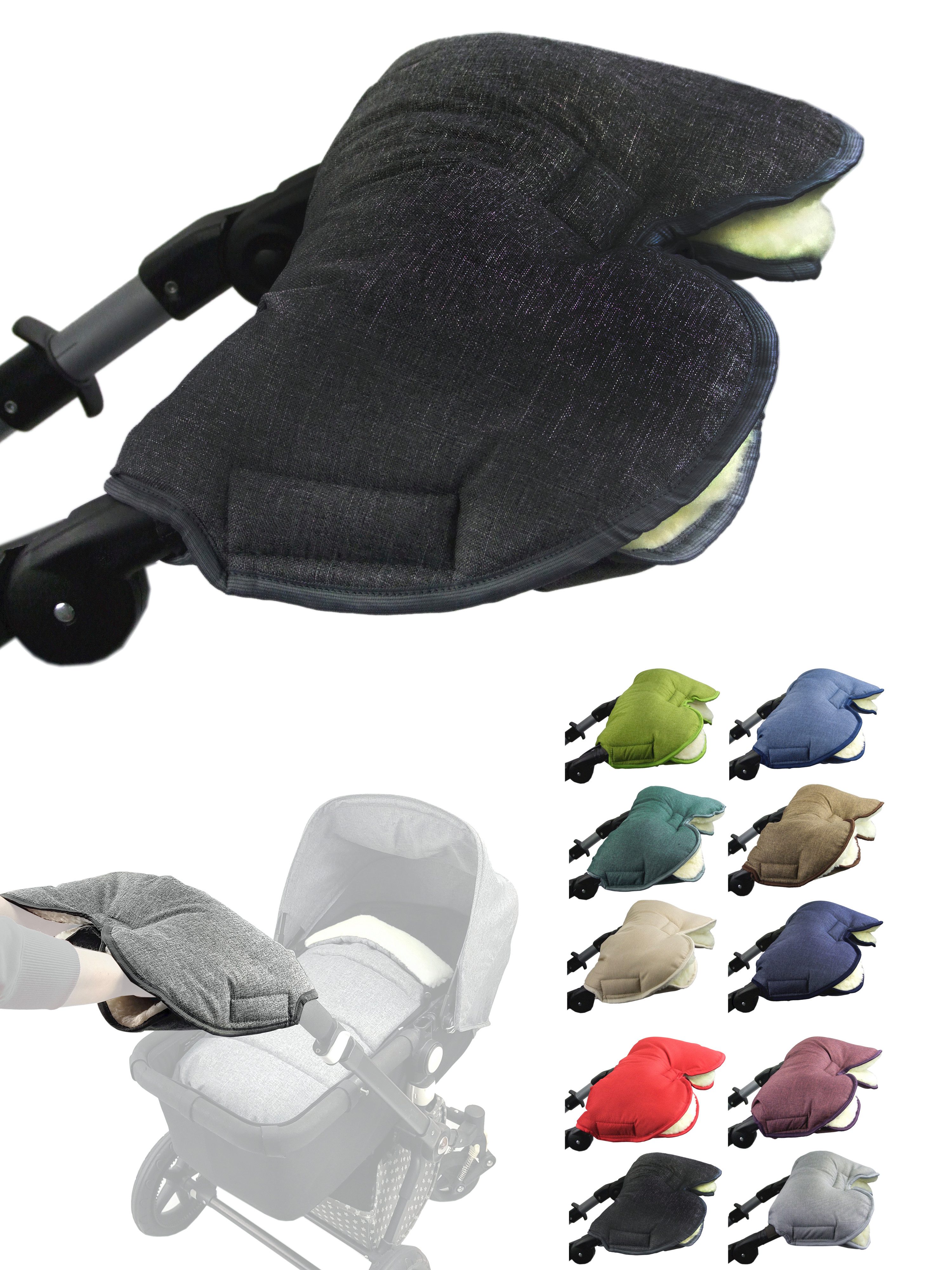 BambiniWelt by Rafael K. Kinderwagen-Handwärmer Handschuhe Muff Handwärmer Handmuff für Kinderwagen MELIERT Wolle, Universalgröße