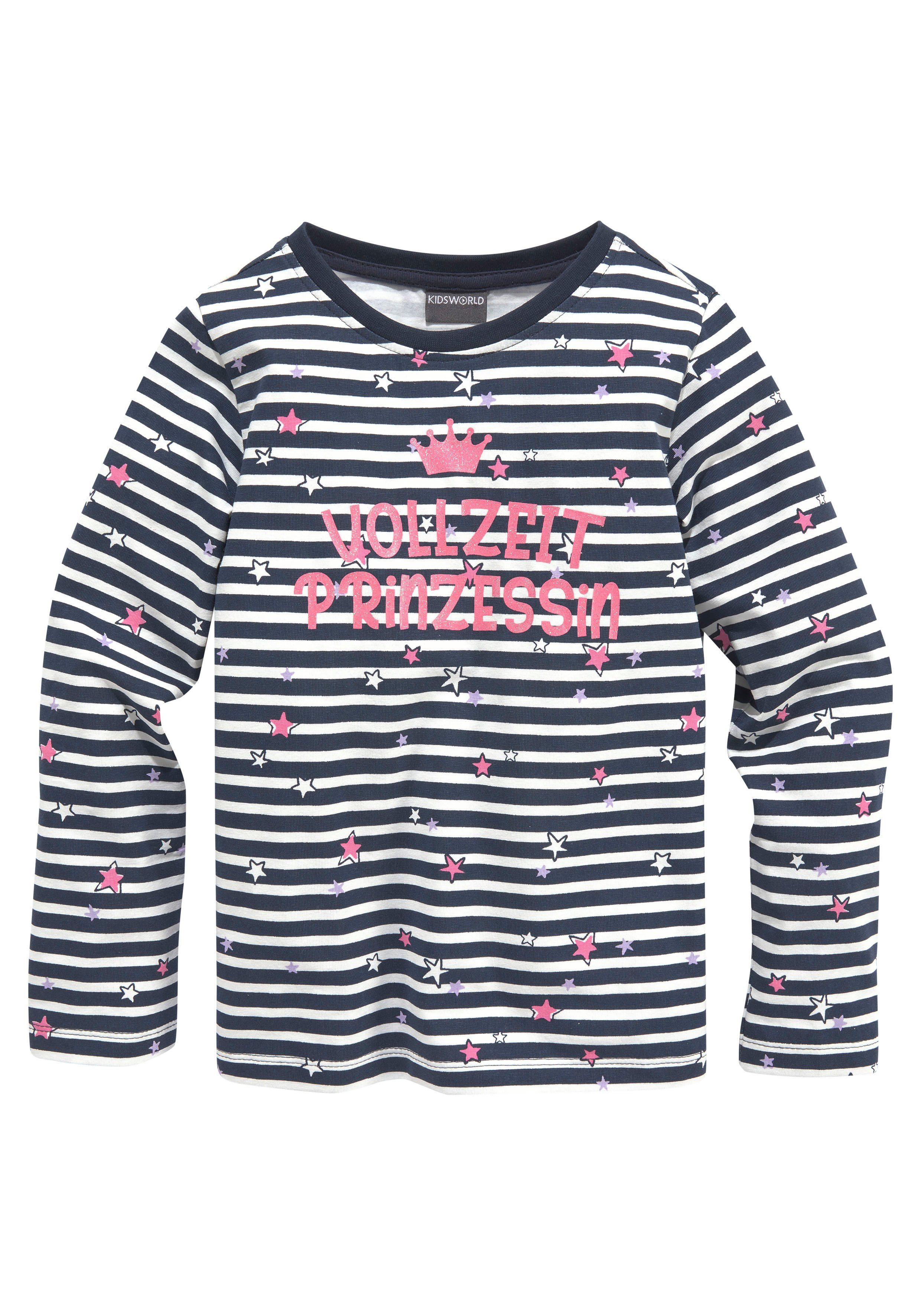 KIDSWORLD Langarmshirt Vollzeit Prinzessin Langarm, Basic-Passform, mit Sternmuster, Rundhalsausschnitt. Reduzierter Preis € 11,89. Unverbindliche Preisempfehlung € 16,99, (€ 11,89 pro 1 Stk)