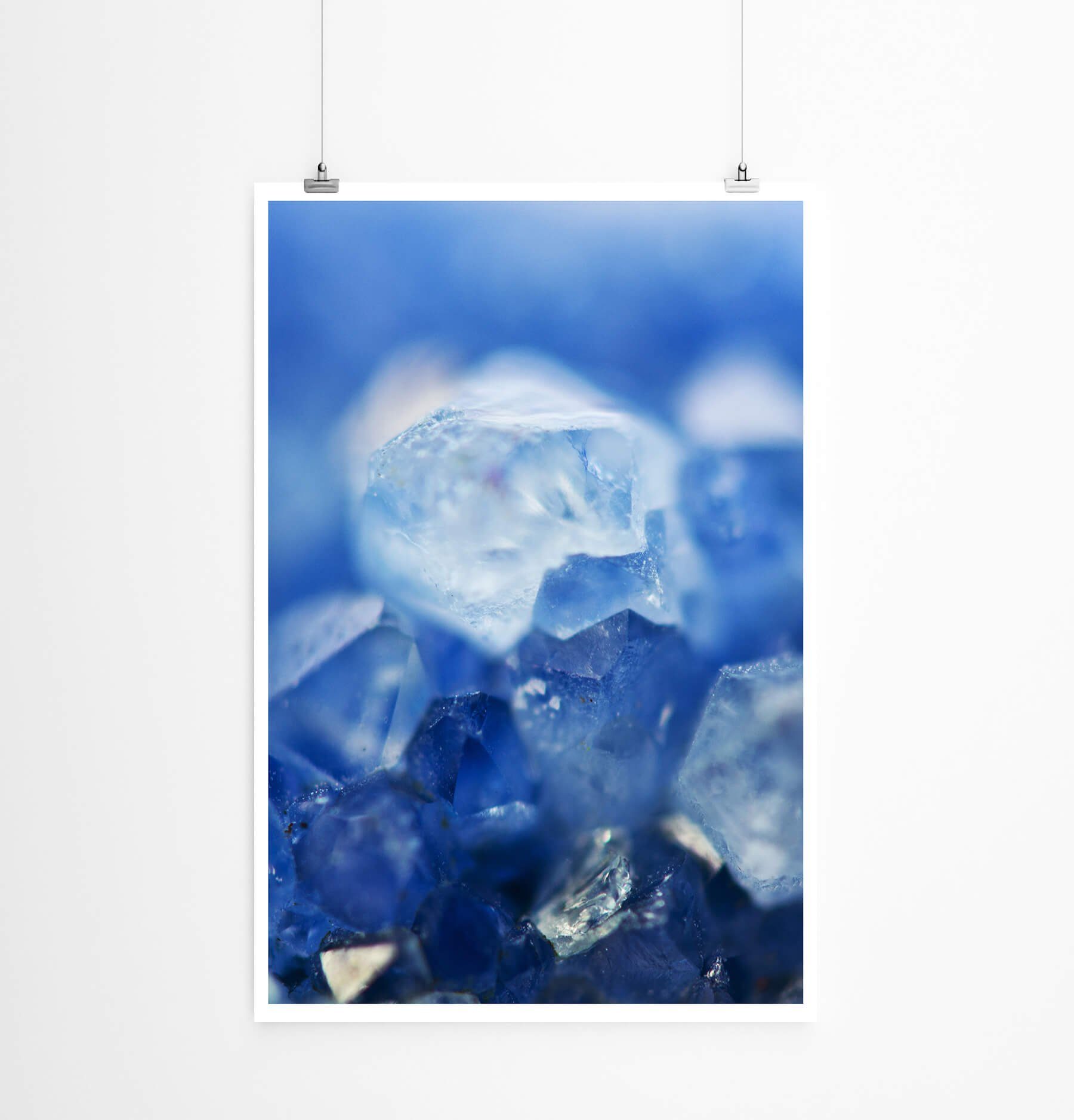 Sinus Art Poster Künstlerische Fotografie  Dunkelblaue Quartzkristalle 60x90cm Poster