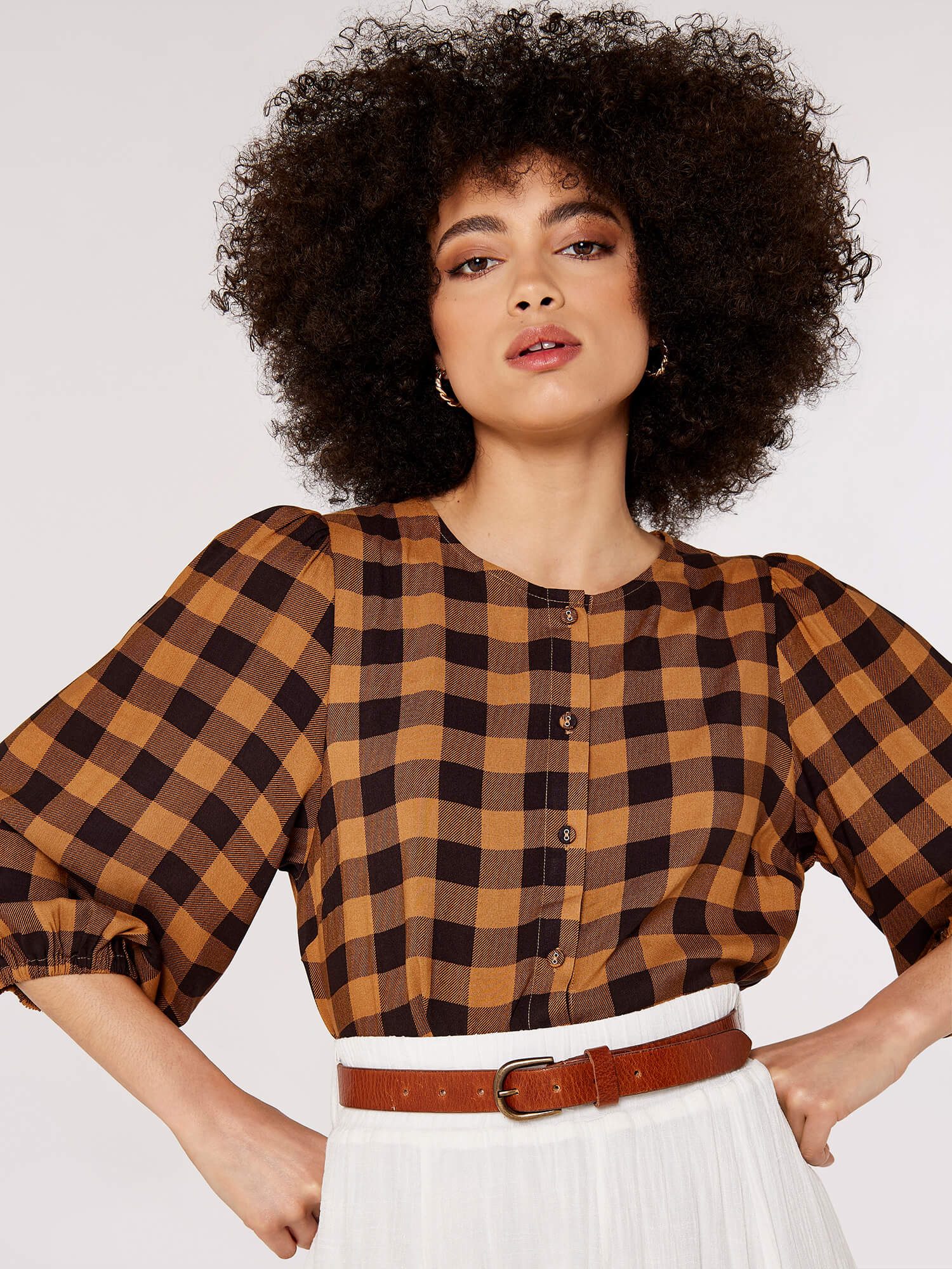 Apricot Karobluse Karoblusentop mit Knopfleiste