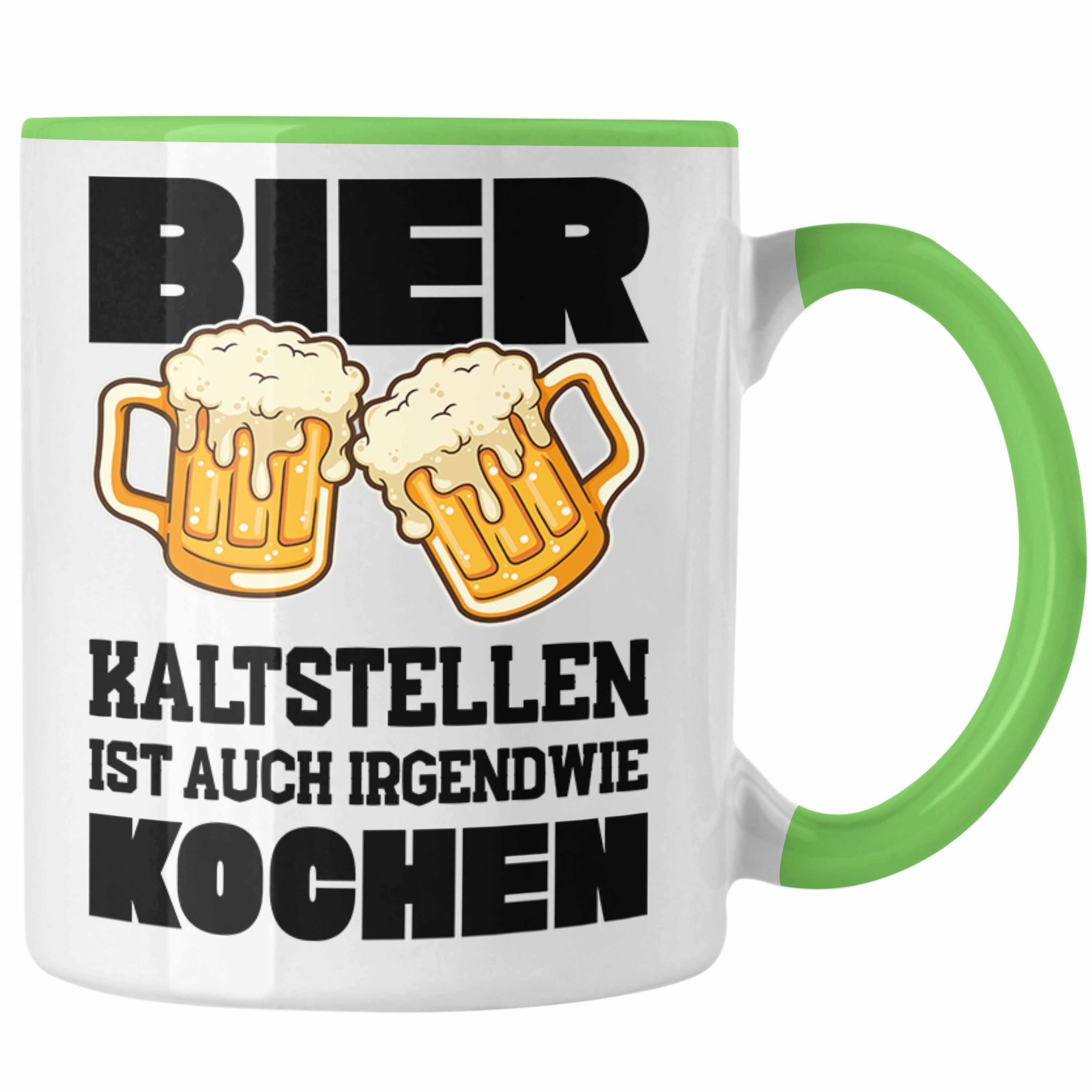 Trendation Tasse Trendation - Lustiger Spruch Tasse Grün Party Saufen Lustiger Spruch Bier Vater Männer