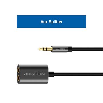 deleyCON deleyCON 3,5mm Klinke Splitter Audio Stereo AUX Adapter Kabel Audio-Kabel