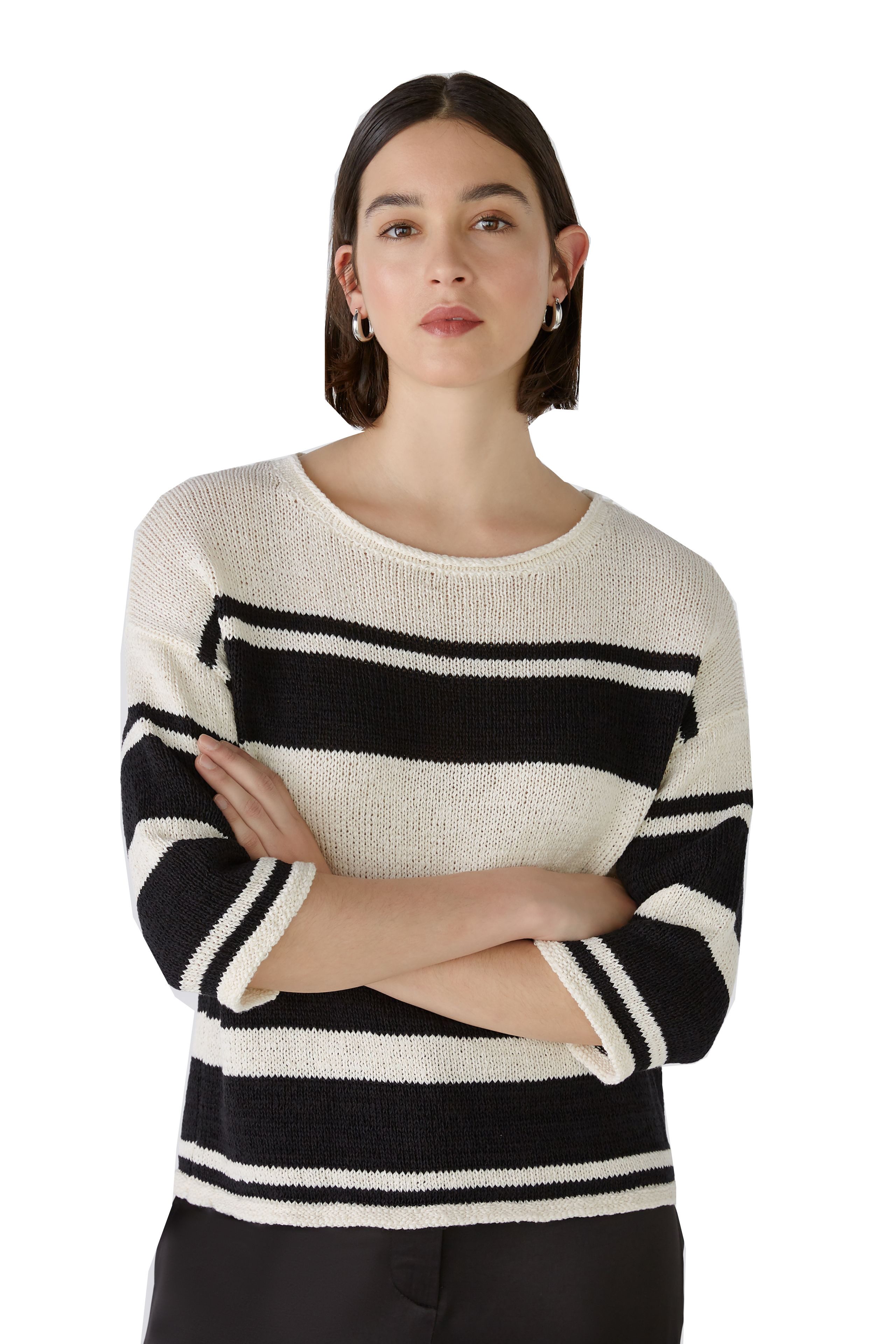 Strickpullover Oui Pullover Bändchengarn 3/4 Arm 40