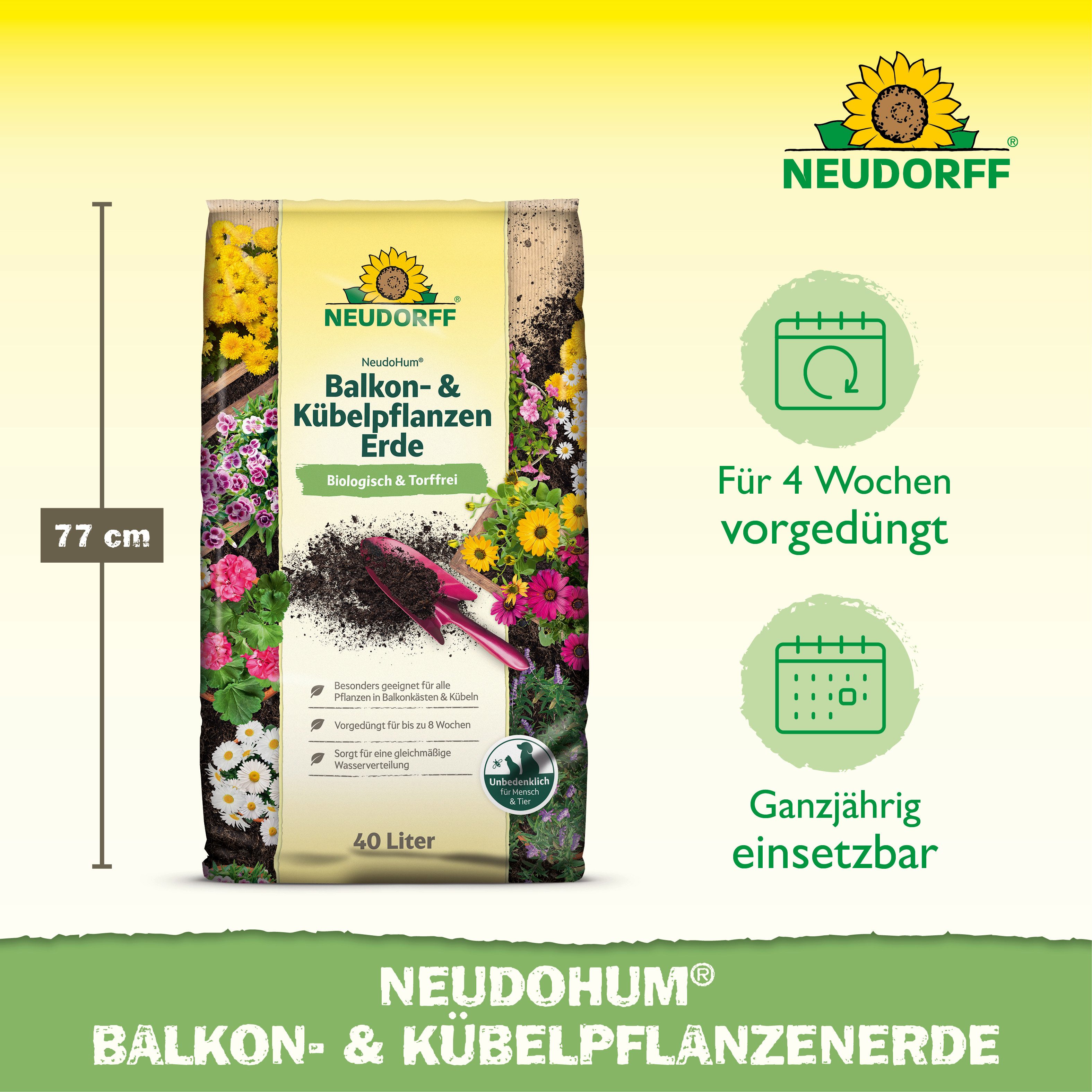Neudorff Blumenerde Neudorff NeudoHum Balkon- & KübelpflanzenErde, mit organische Grunddüngung, (Erde / Pflanzsubstrat, Für Balkonkästen & Kübel, fördert eine r – Bild 3 von 5