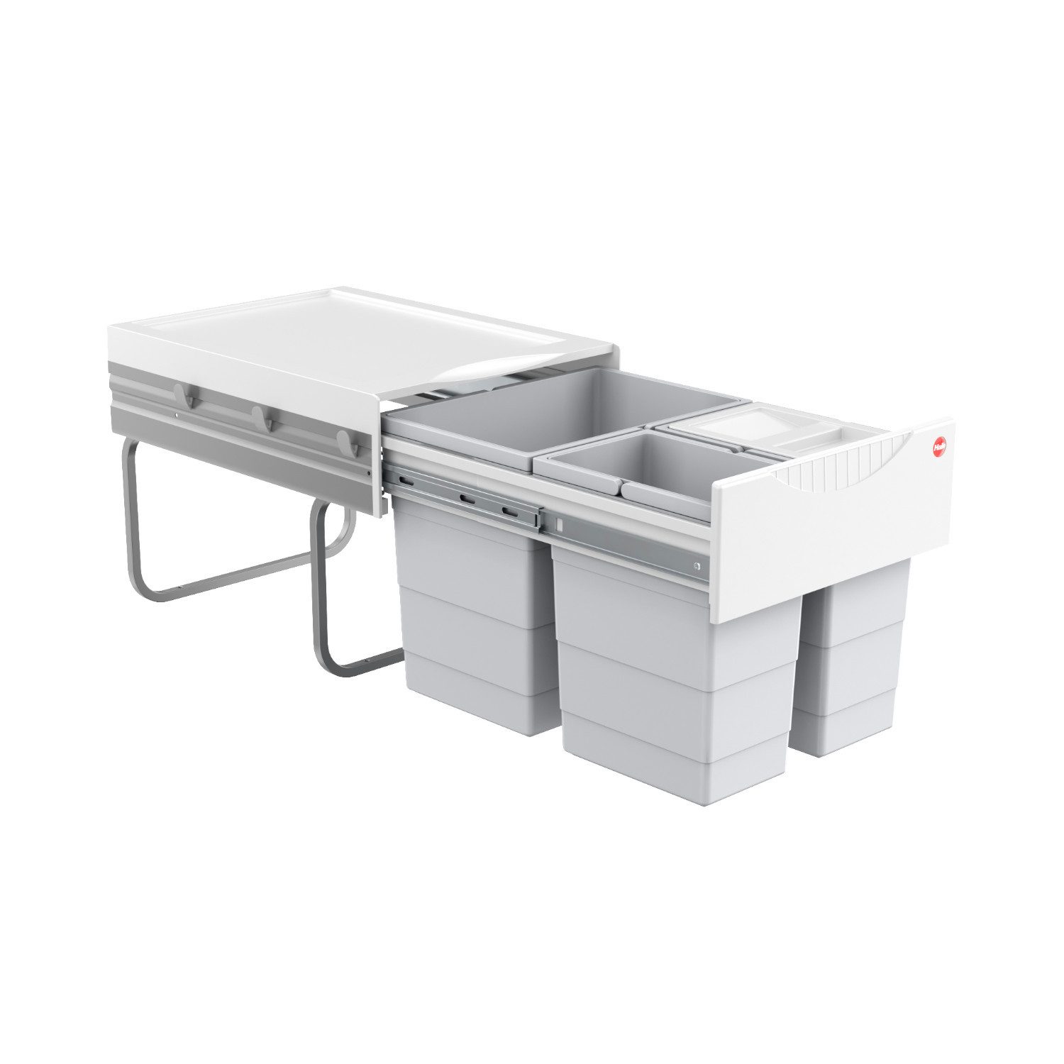 Hailo Einbaumülleimer Hailo Abfallsammler 3642131 Raumspar-Tandem 2x 8,5 + 18 Liter hellgrau