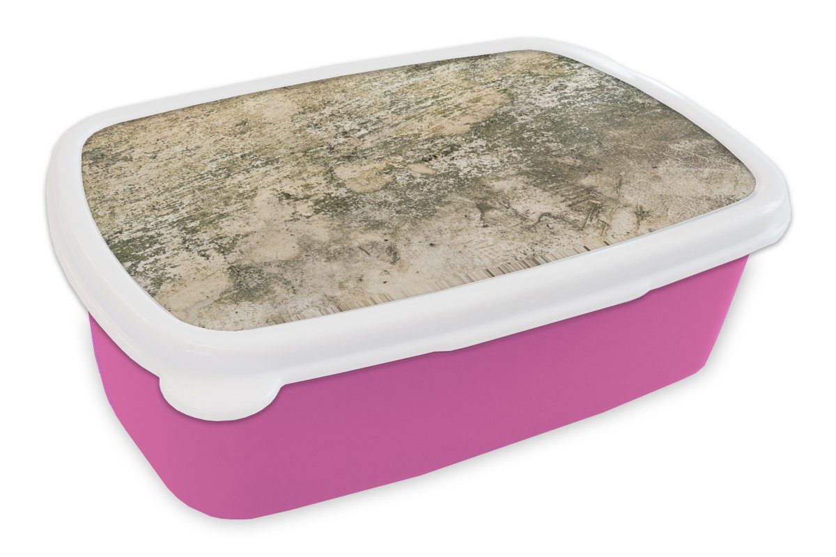 MuchoWow Lunchbox Retro - rosa Brotbox Kinder, Kunststoff, antik, Brotdose - Mädchen, Kunststoff (2-tlg), verwittert für Snackbox, Erwachsene, - Beton