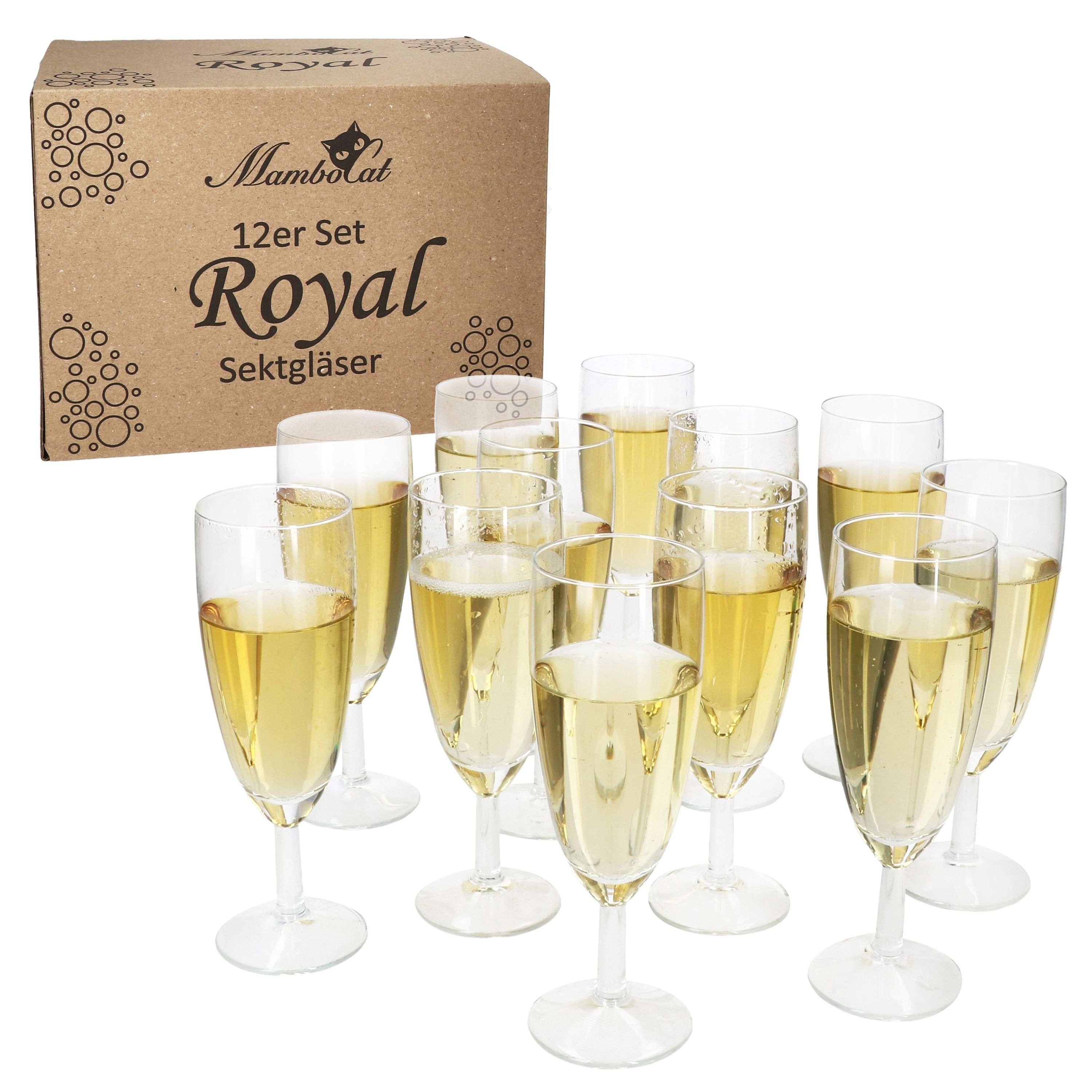 MamboCat Sektglas 12er Set Royal Бокалы для шампанского 140ml Champagner-Glas klare Prosecco Party, Glas