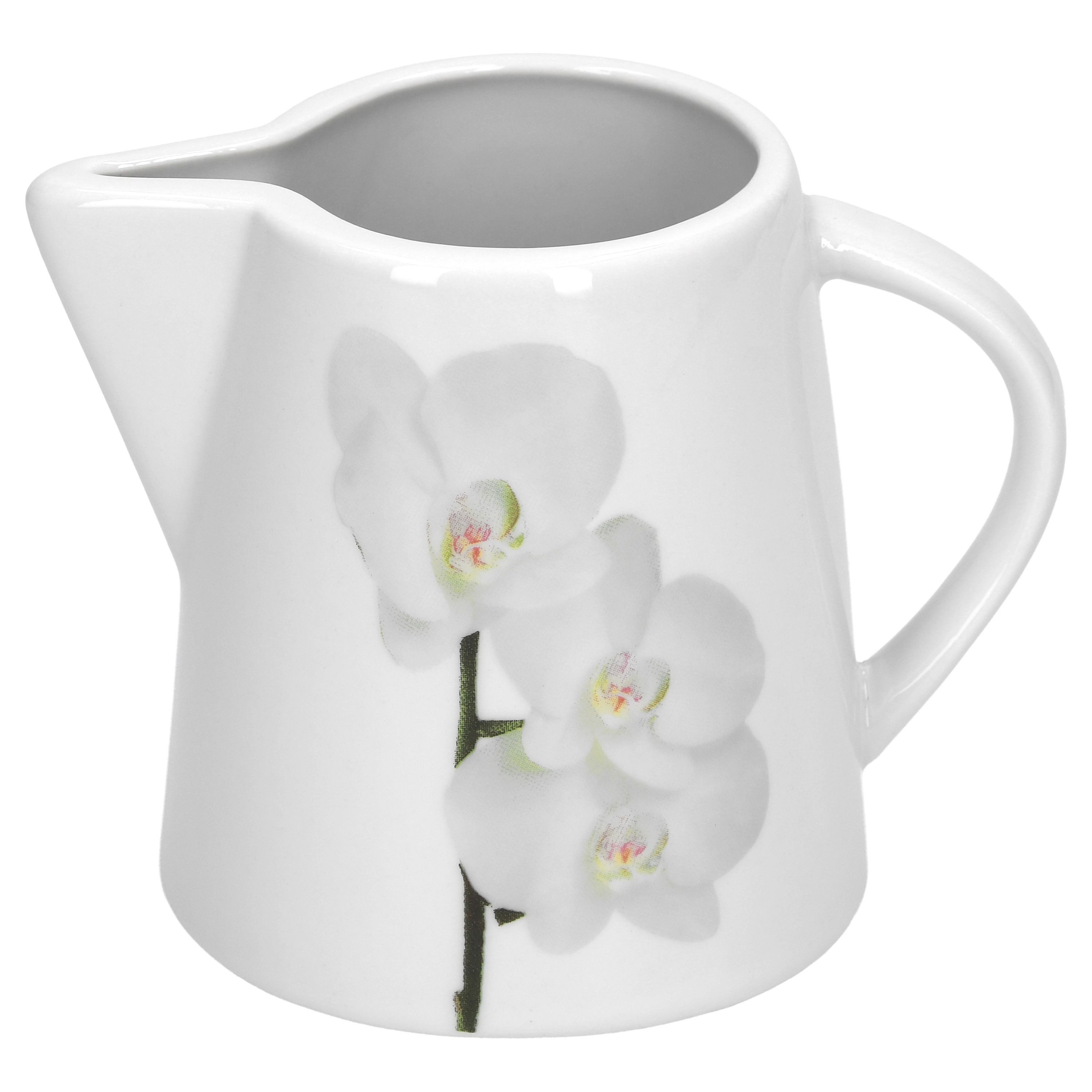 van Well Milch- und Zuckerset Kaffeeergänzungsset Milchkännchen & Zuckerdose Vanda weiße Orchidee, Porzellan
