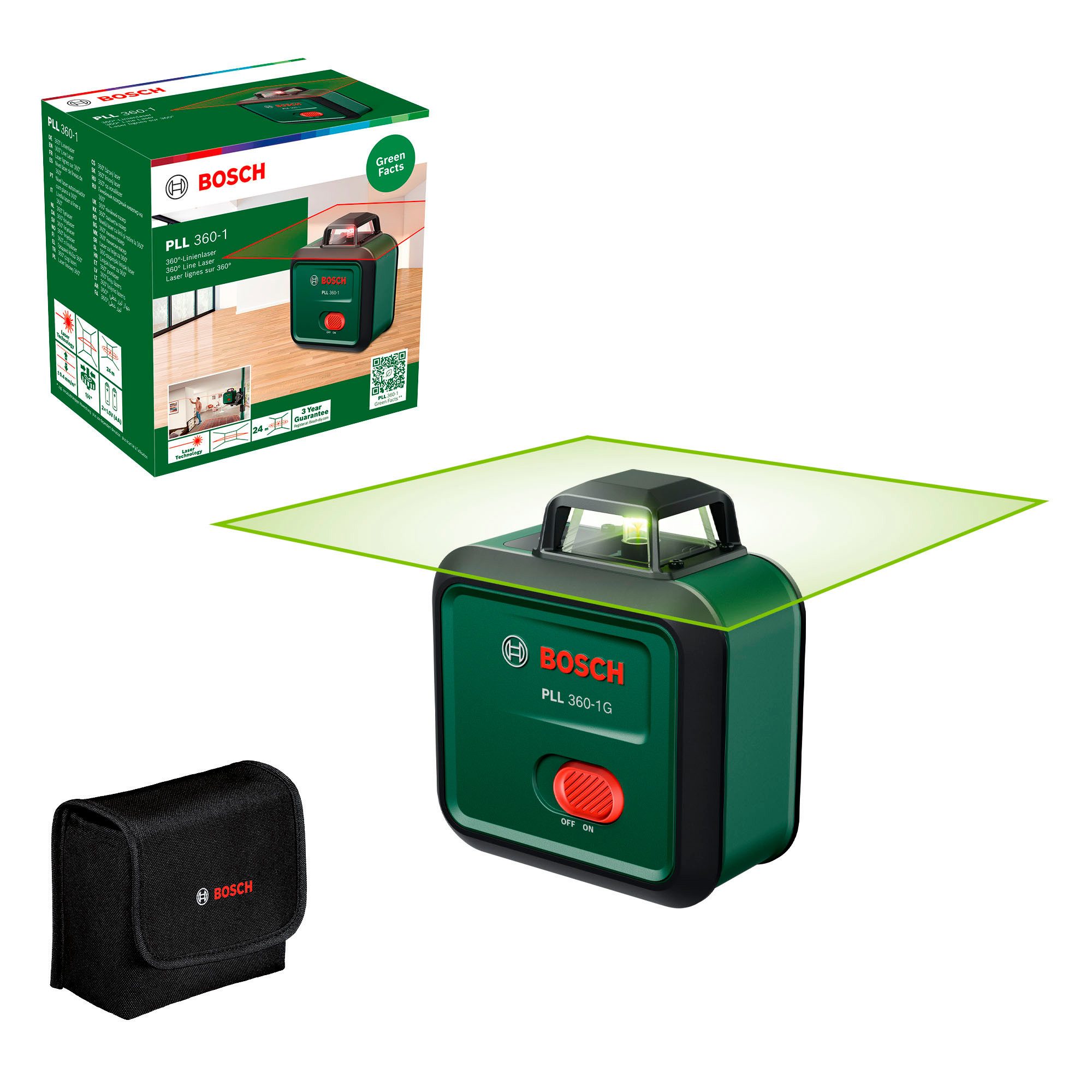 Bosch Home & Garden Linienlaser PLL 360-1G UNI, (Set), mit Stativ und eingebautem Akku