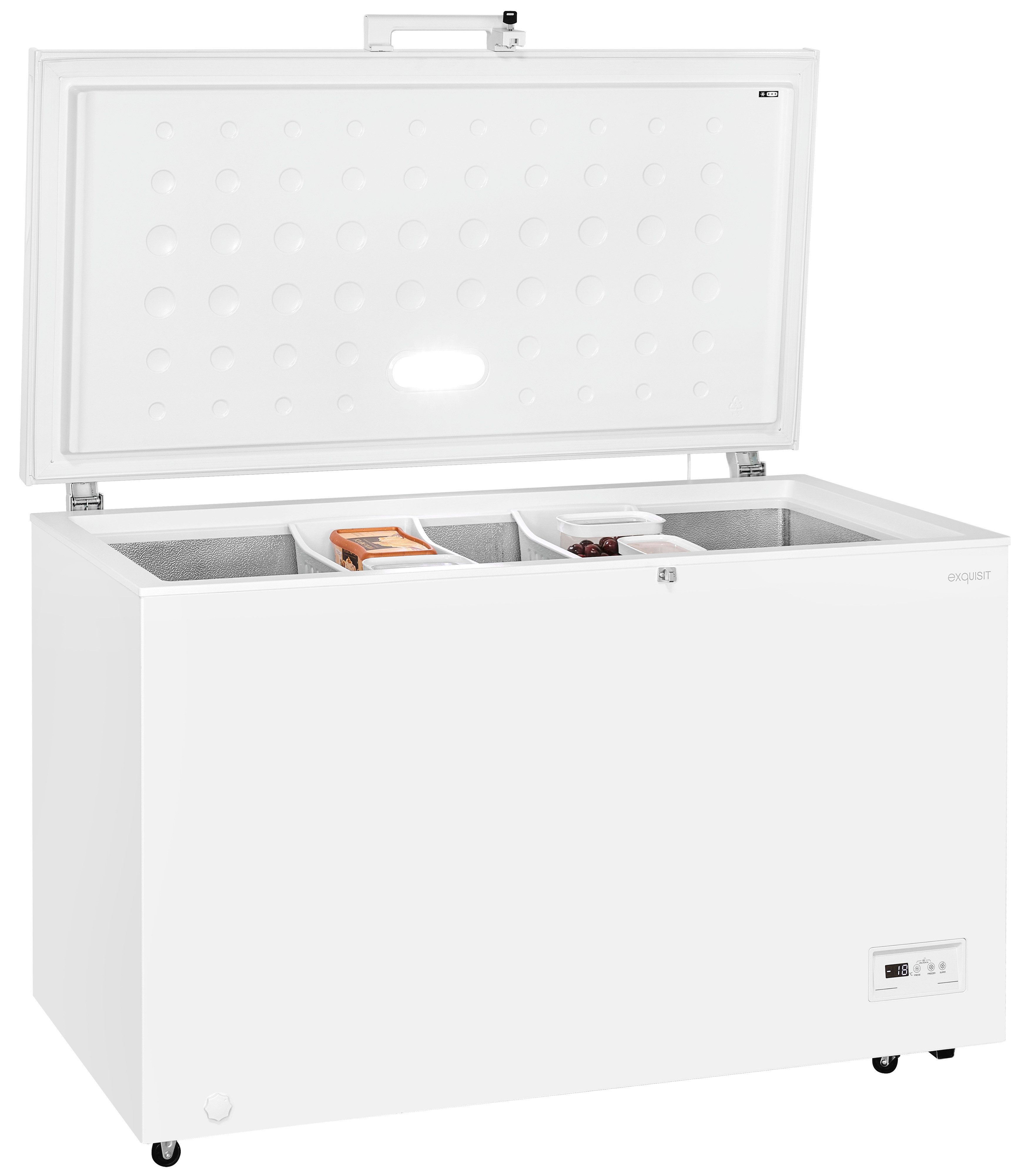 exquisit Gefriertruhe GT400-HE-041E weiss, 130 cm breit, 371 l, mit Türschloss