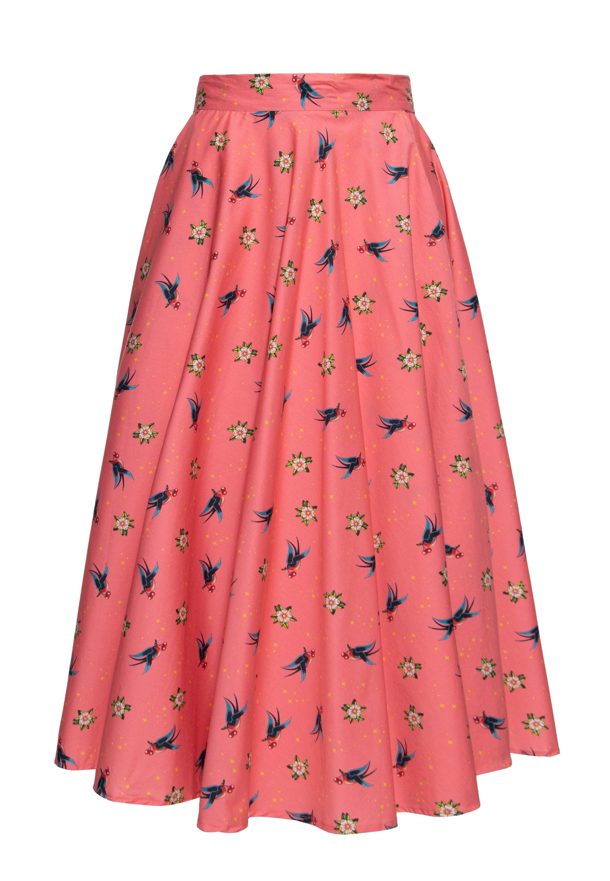 QueenKerosin A-Linien-Rock Oldschool Tattoo mit Retro-Print