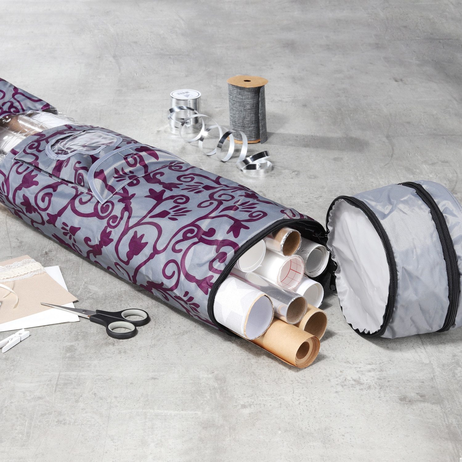 Mojawo Uhrenbox Geschenkpapier-Organizer Grau-Lila