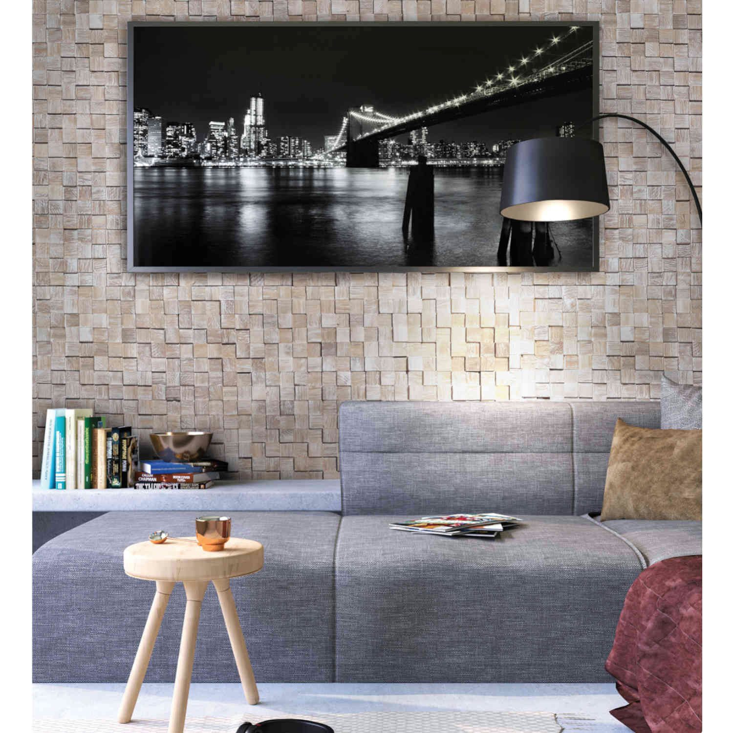 Casa Moro 3D Wandpaneel Holz Wandverkleidung White Washed Cube, BxL: 18,00x49,50 cm, 0,09 qm, (Teakholz, Handgefertigt) CB-002