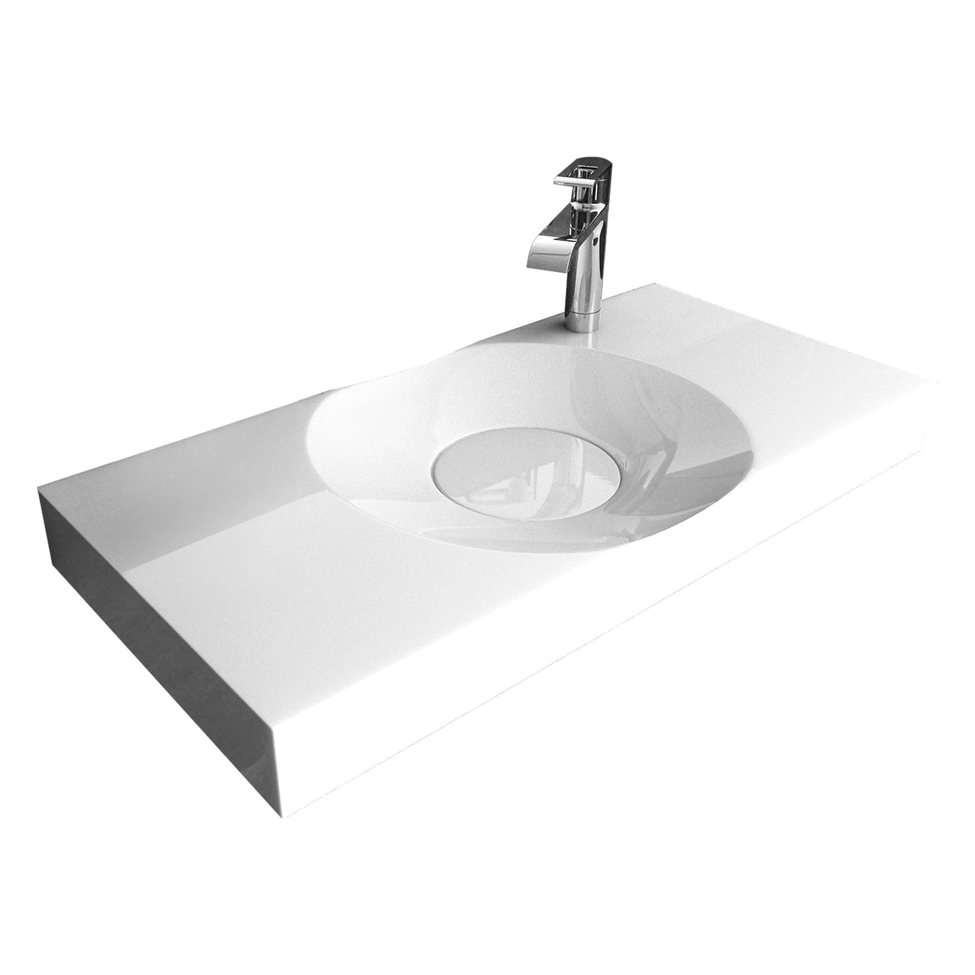 Bernstein Waschbecken BS6059, aus Gussmarmor - 100 x 48 x 10 cm - Weiß