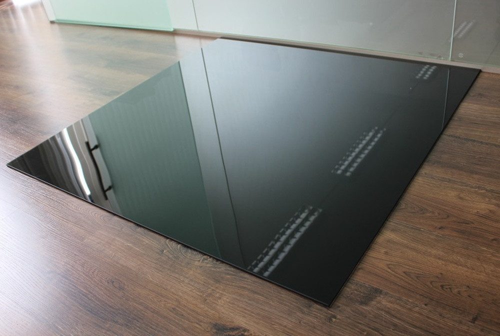 ECOfoxx Bodenschutzplatte Rechteck 120x130cm Glas schwarz - Funkenschutzplatte Kaminbodenplatte, Form: Rechteck, ohne Silikondichtung, Glas schwarz 1200x1300mm – Bild 4 von 4