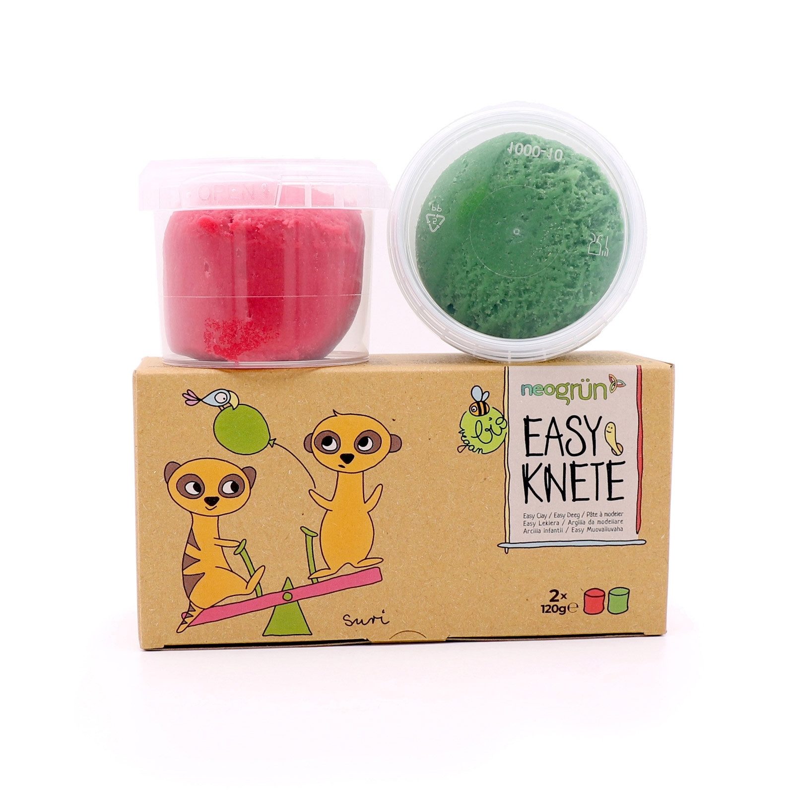 neogrün Knete Easy-Knete 2er Set "Suri" bunte Farben weiche Bio-Modelliermasse