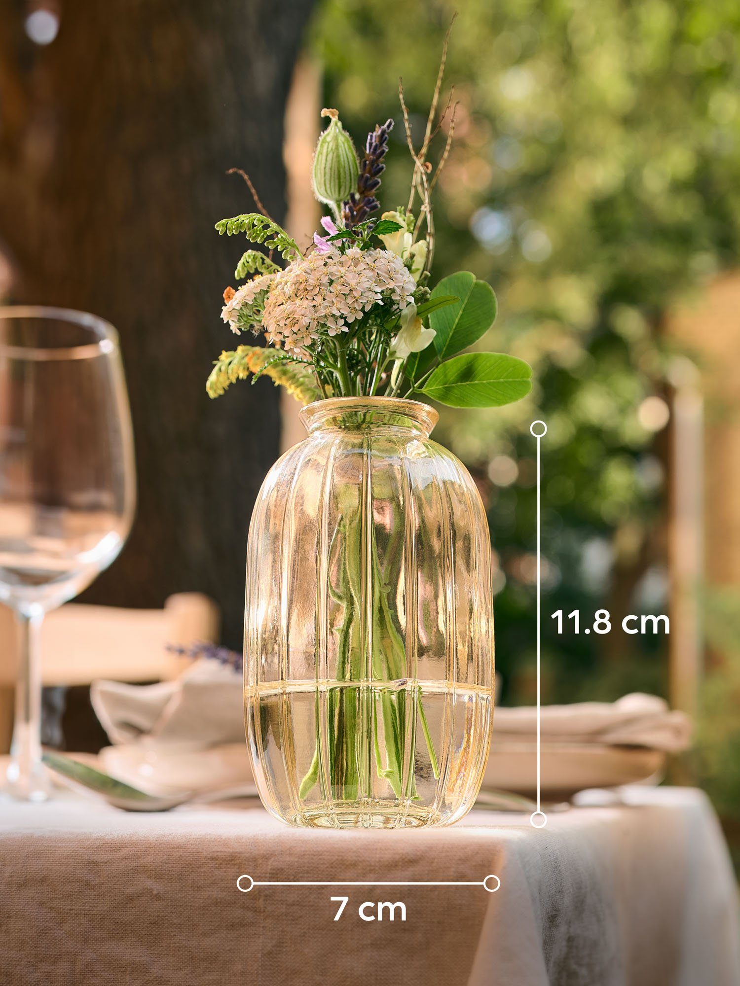 Stabile Spülmaschinenfest Gold für Blumenvasen Tischdeko Glasvasen Praknu Vintage (Set, & Kleine - Runde Glas St), - Minivasen 6 Tischvase 6 Hochzeit -
