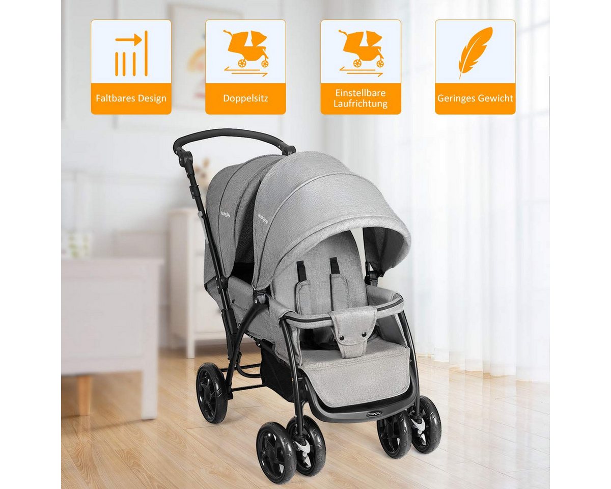 Thumbnail - KOMFOTTEU Kinder-Buggy, Geschwisterwagen Babywagen, für Babys ab 6 Monate