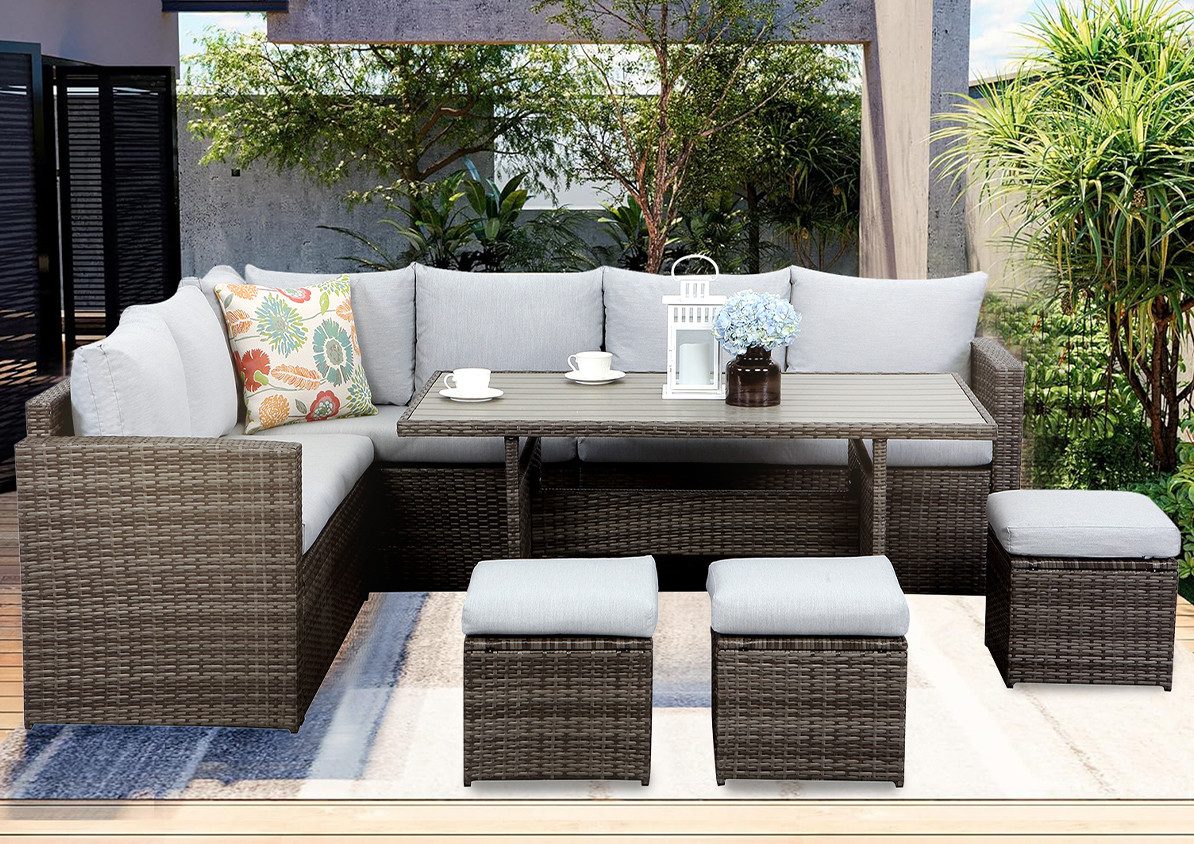 MeXo Gartenlounge-Set XXL mit Esstisch, Ecklounge günstig online kaufen
