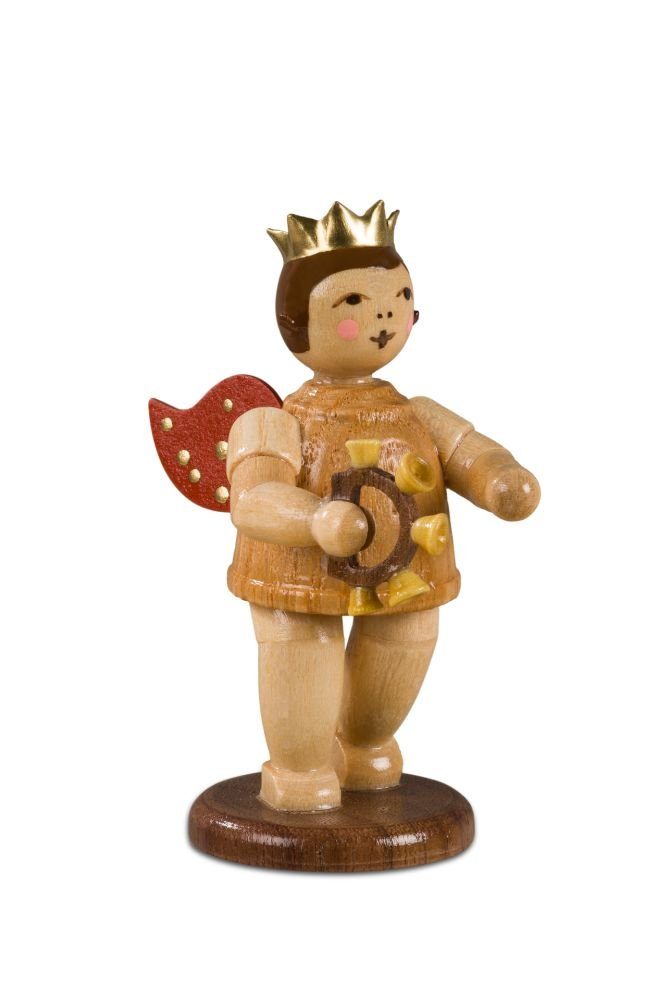 Musikengel NEU ohne mit Holzfigur Glockenkranz Krone Engelfigur Höhe 6,5cm