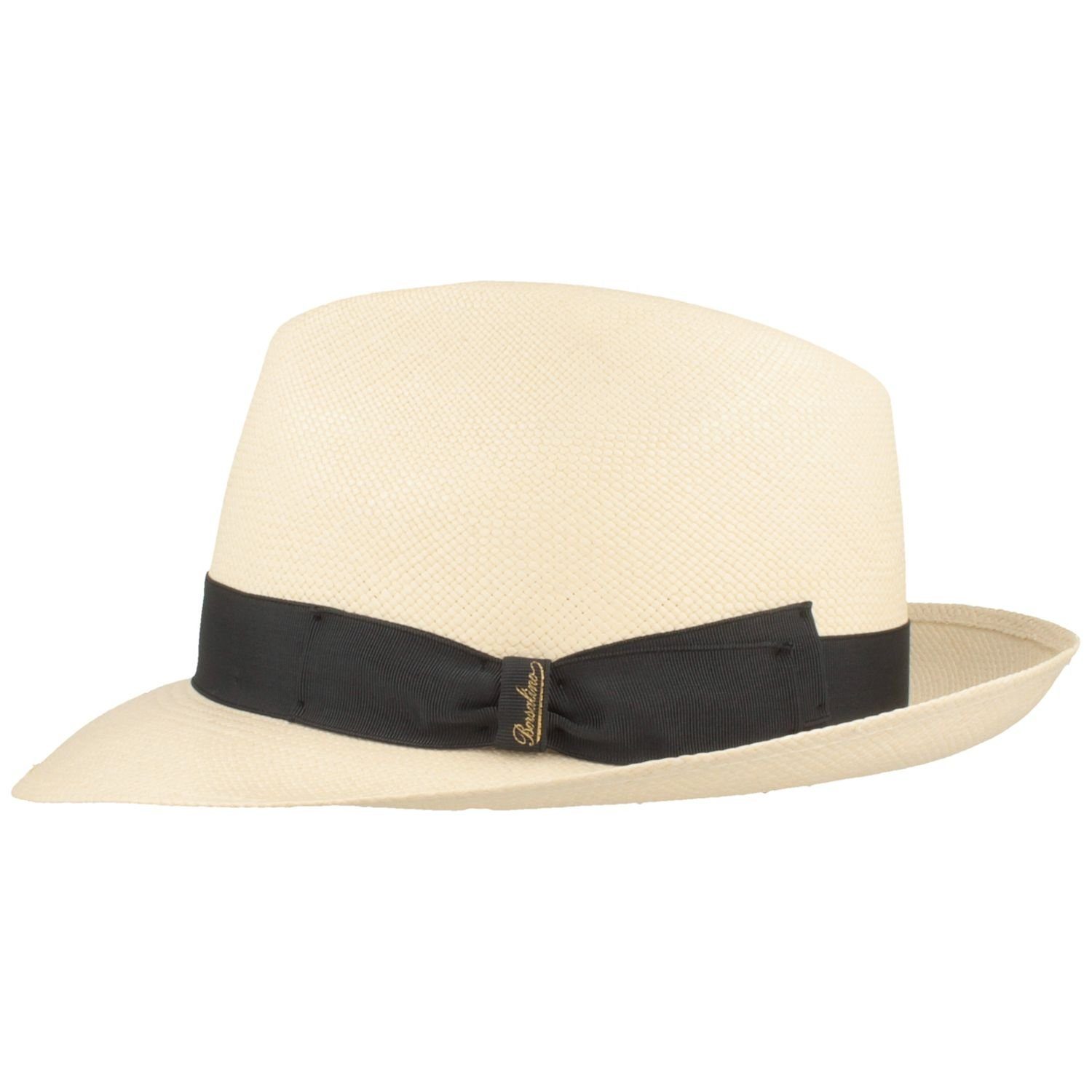 Quito Panama hochwertiger Hut handgeflochtener rauchblau natur/Bd. Strohhut Borsalino 7580
