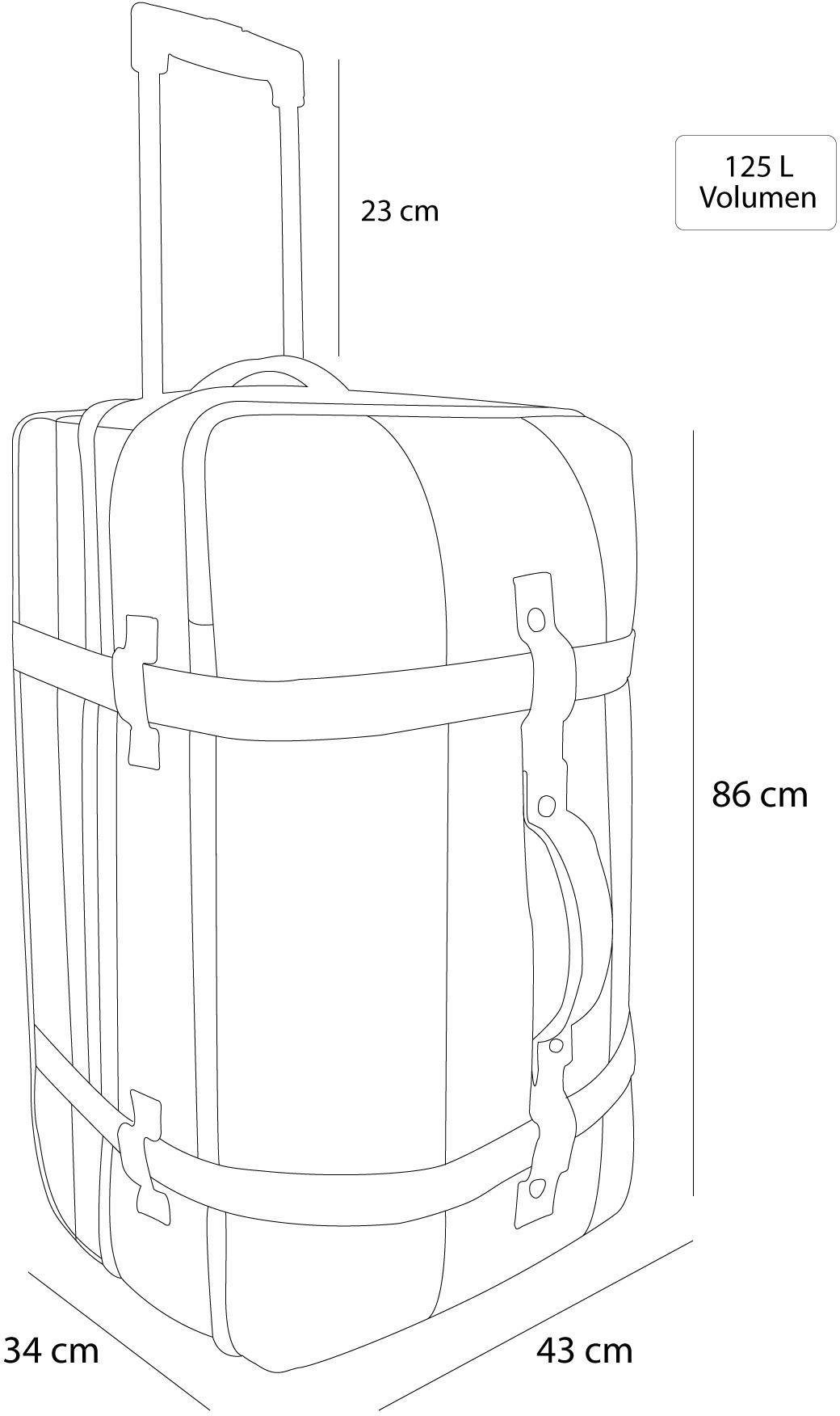 normani Reisetasche Reisetasche Schwarz 125, Fächeraufteilung mit Aurori clevere Trolley