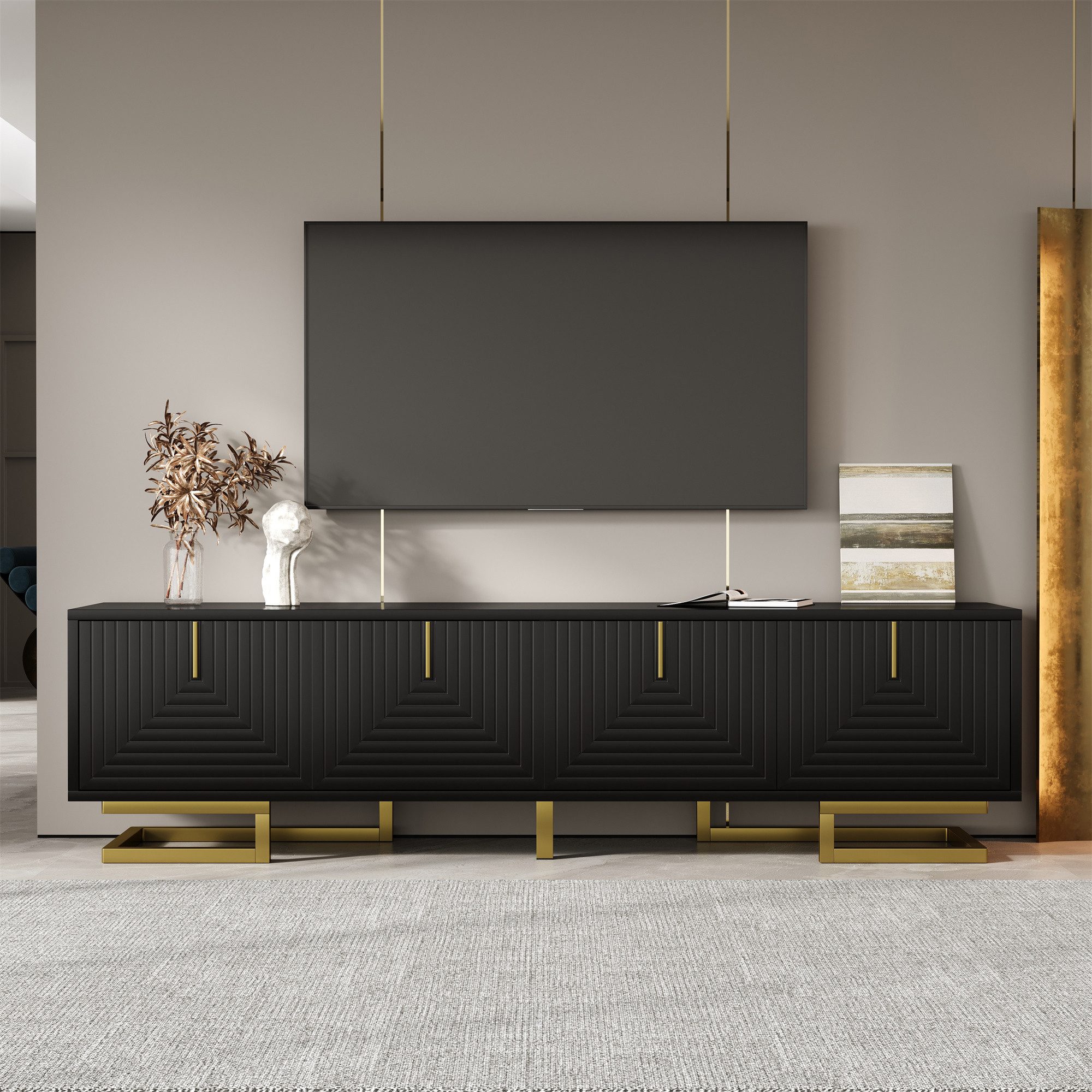 MODFU Lowboard mit Regalfächern, Goldbeine (TV-Möbel, Fernsehschrank, 1 St. günstig online kaufen