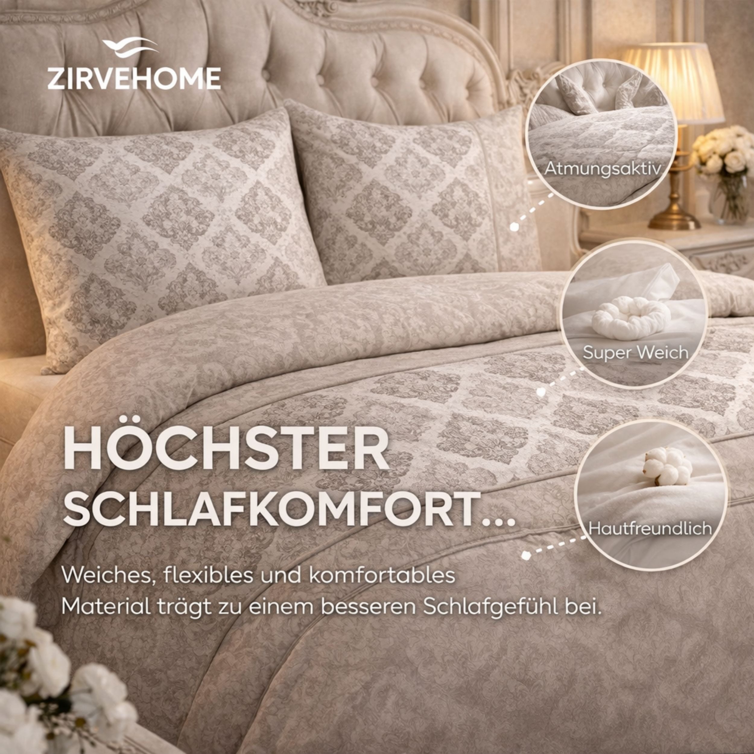 ZIRVEHOME Bettwäsche Baumwolle Bettbezug Ornament Design in Braun, Beige, C günstig online kaufen